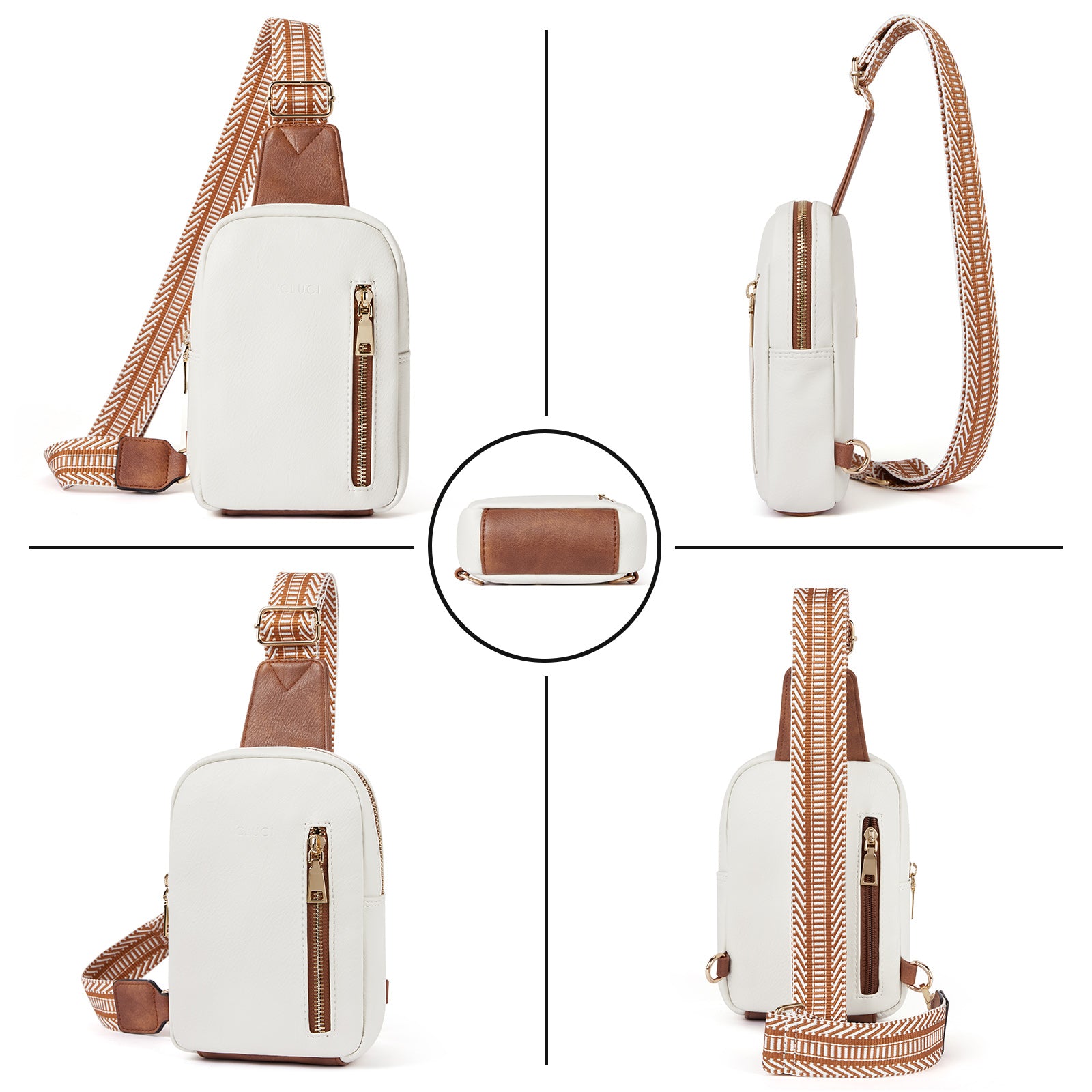 CLUCI Small Vegan Leather Sling Bag for Women Crossbody Chest Bags Trendy