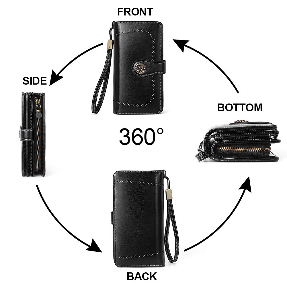 Echo Large Capacity Tri-Fold Wallet With Wrist Strap For Women