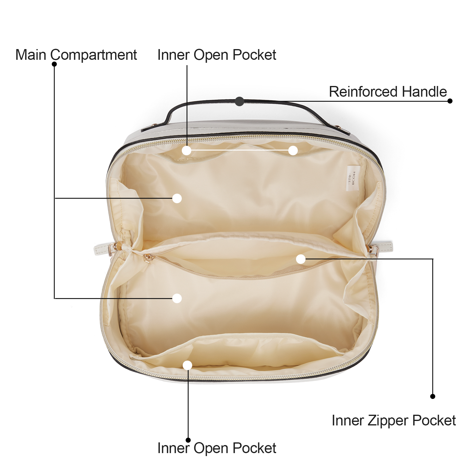 CLUCI Makeup Bag PU Leather Waterproof Large Capacity Cosmetic Bag Organizer Toiletry Bag with Handle and Divider Travel Bag