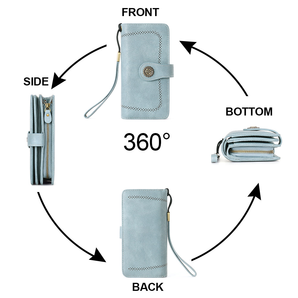 Echo Large Capacity Tri-Fold Wallet With Wrist Strap For Women