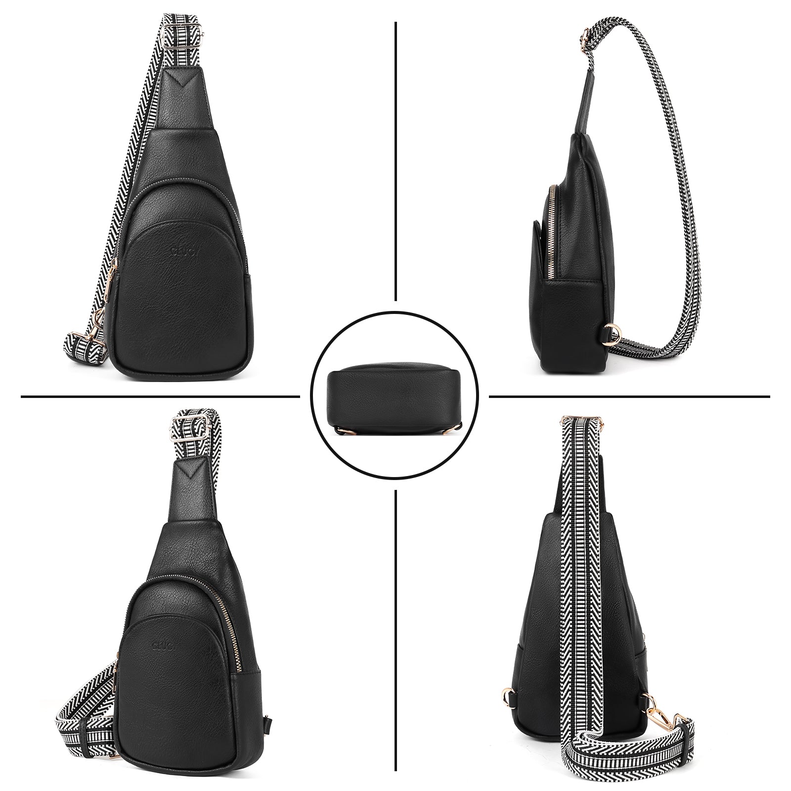 CLUCI Faux Leather Small Sling Bag Fashion Waist Packs with Guitar Strap for Women's Fanny Packs