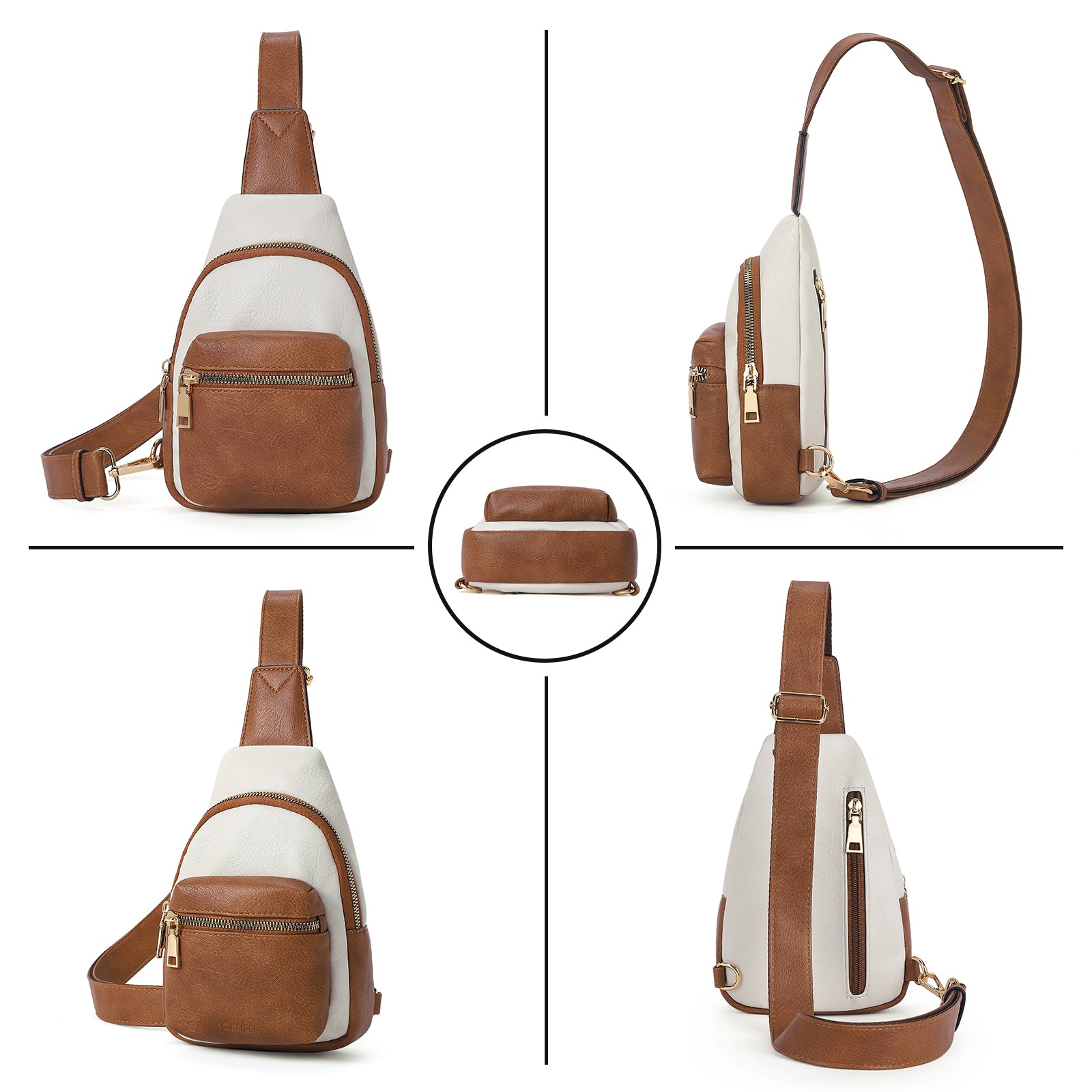 CLUCI Small Sling Bag Leather Crossbody Fanny Packs Trendy Women's Chest Bag