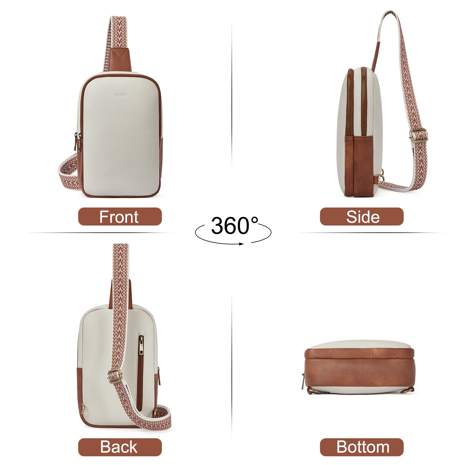 CLUCI Leather Large Sling Bag Crossbody Bag for Women Chest Bag for Travel