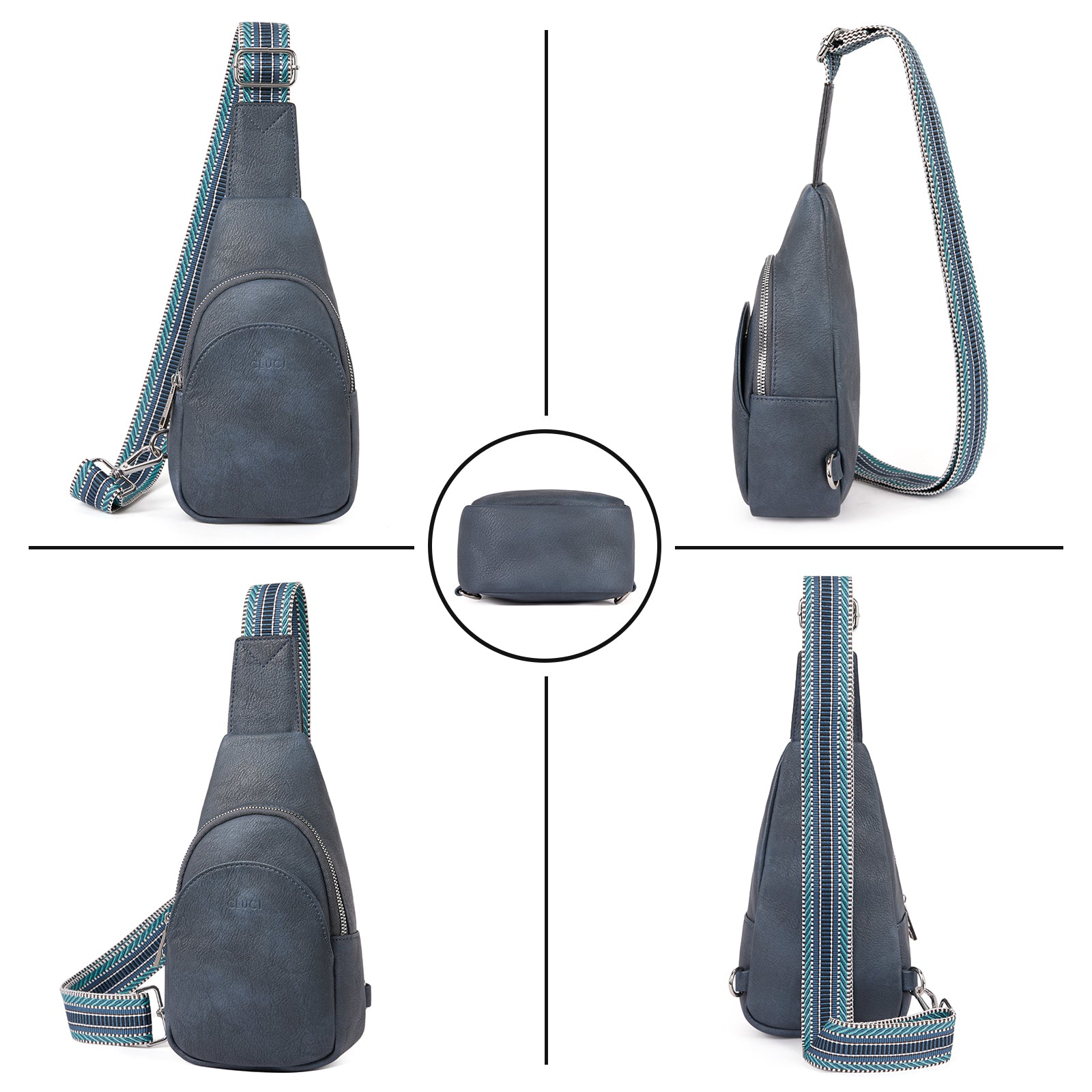 CLUCI Faux Leather Small Sling Bag Fashion Waist Packs with Guitar Strap for Women's Fanny Packs