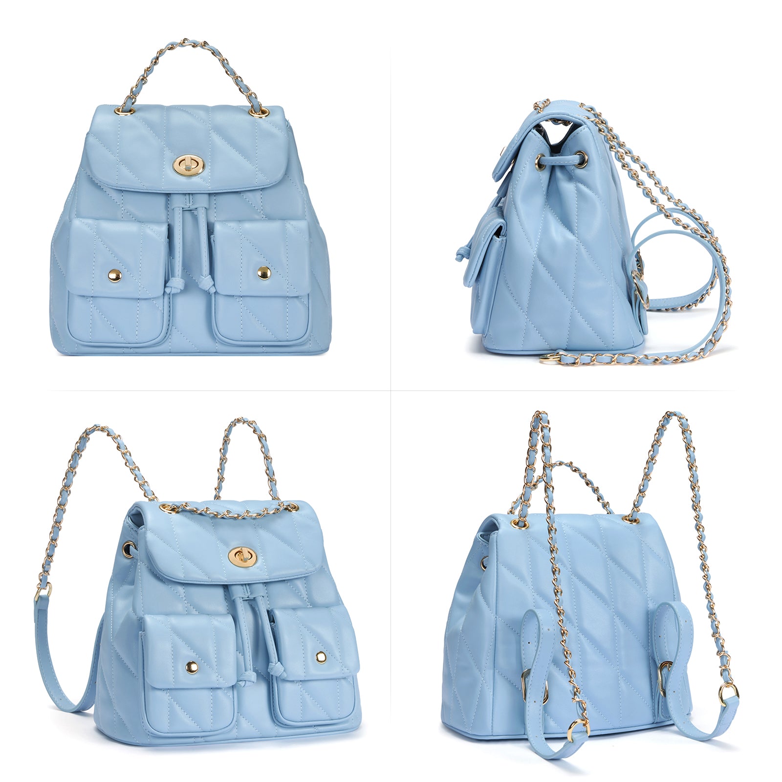 CLUCI Small Backpack Purse for Women,Mini Vegan Leather Tabby Backpack for Woman Quilted Bookbag Crossbody Bag