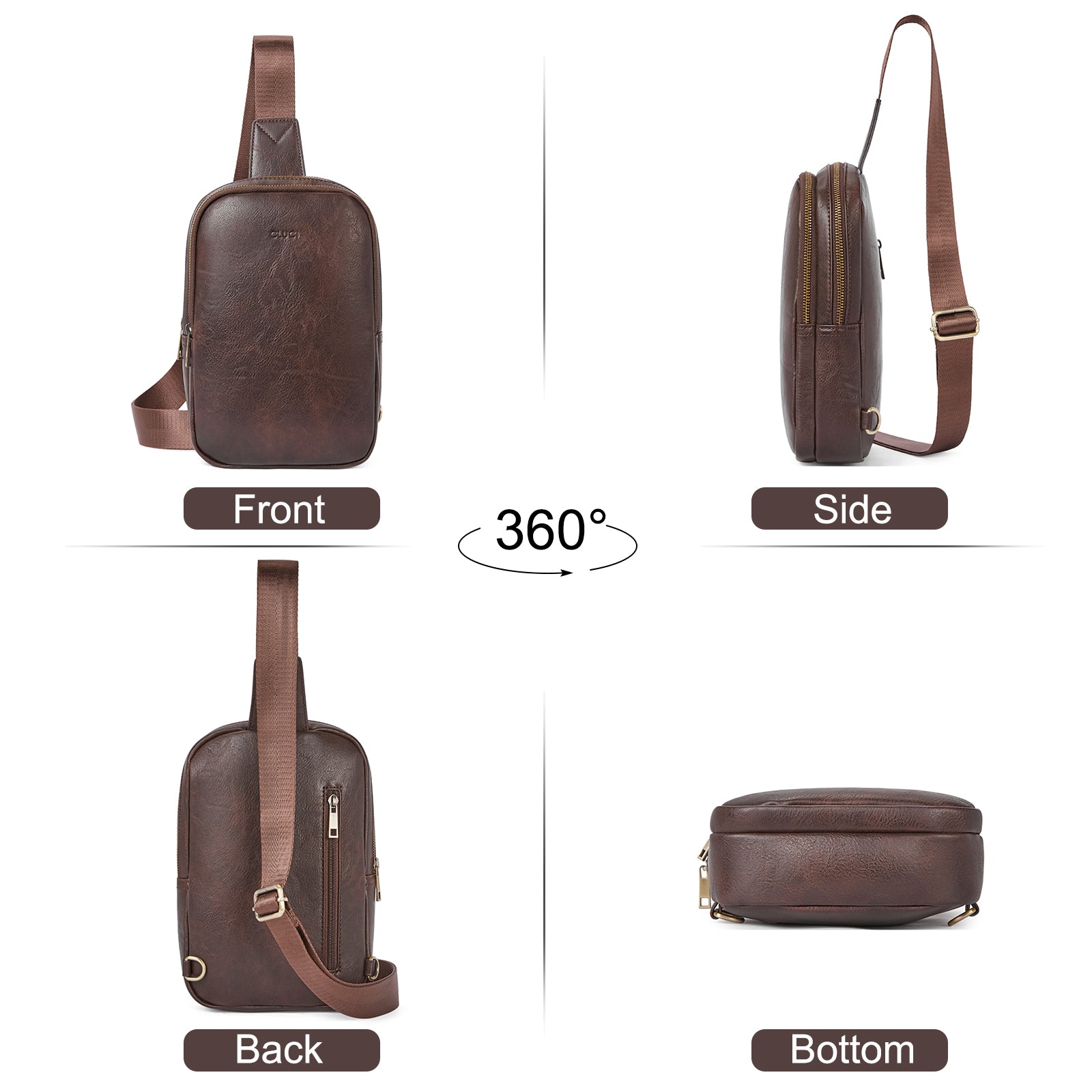 CLUCI Leather Large Sling Bag Crossbody Bag for Women Chest Bag for Travel