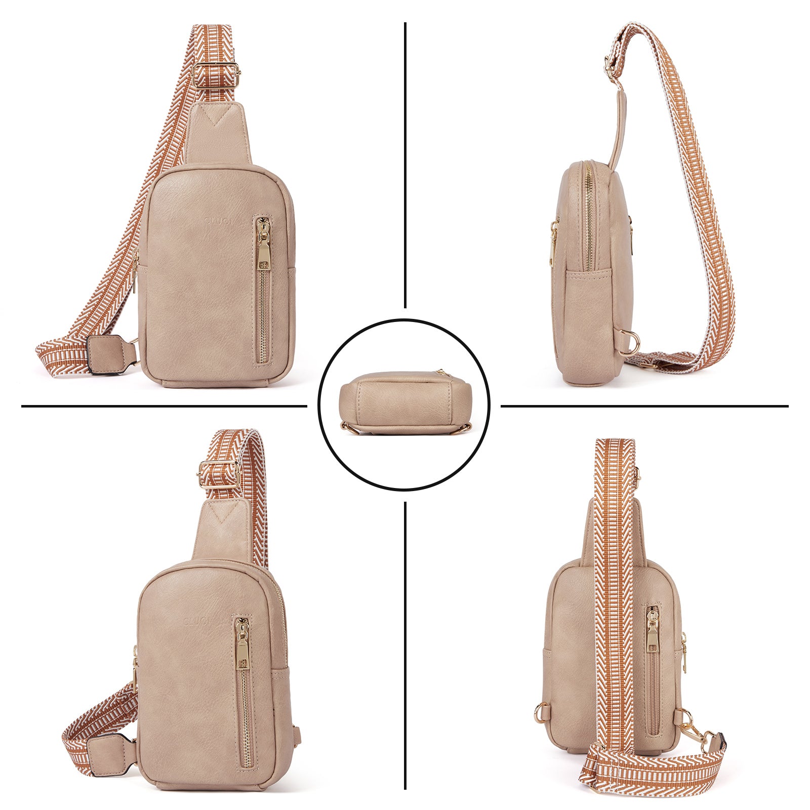 CLUCI Small Vegan Leather Sling Bag for Women Crossbody Chest Bags Trendy