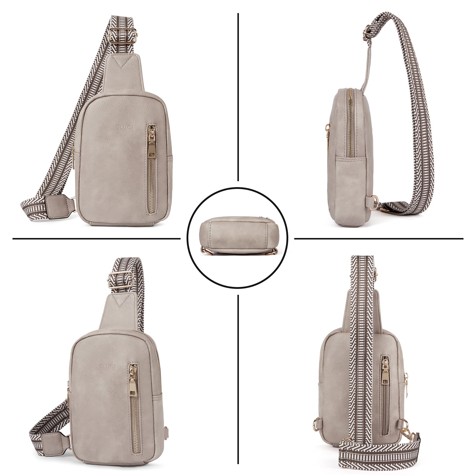 CLUCI Small Vegan Leather Sling Bag for Women Crossbody Chest Bags Trendy