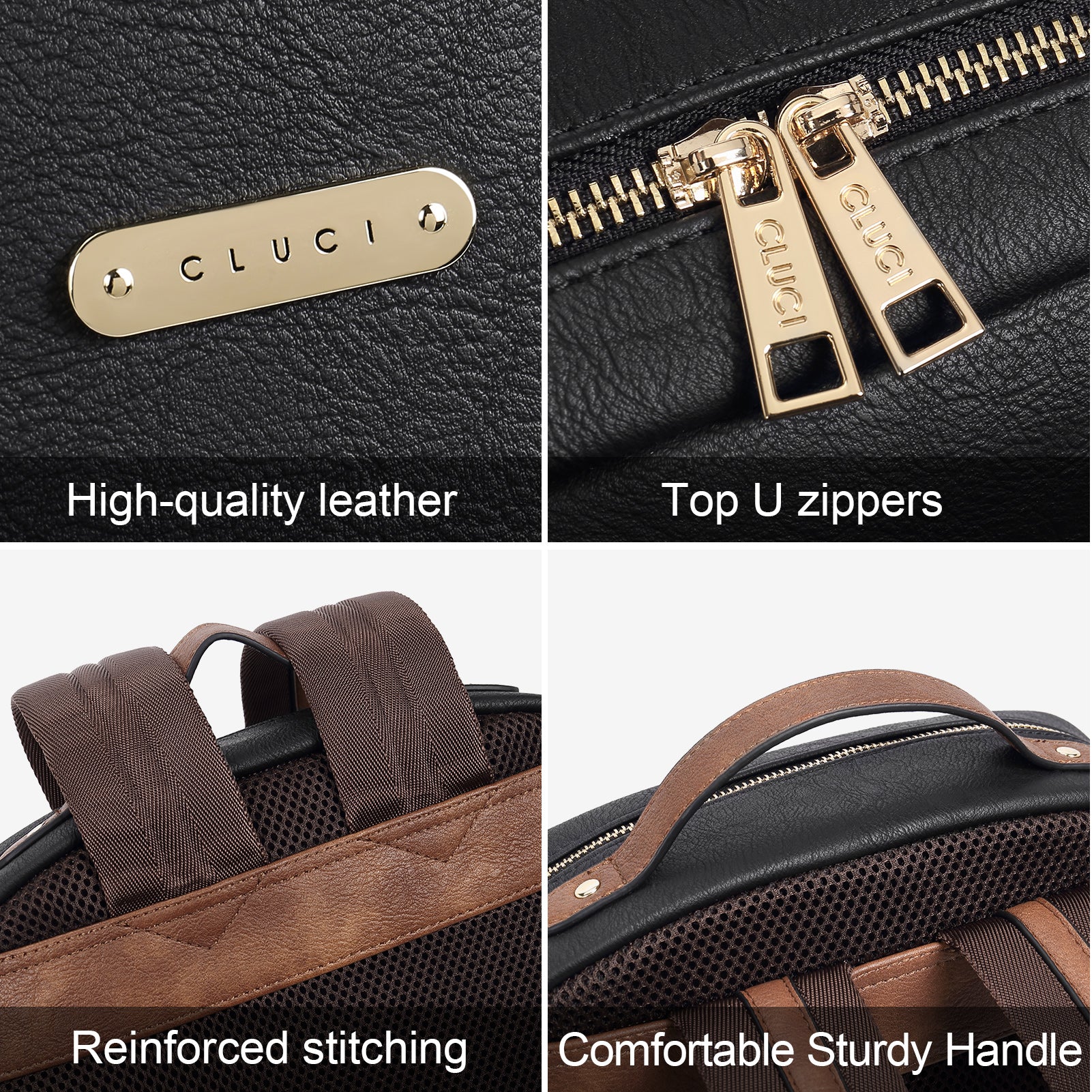 CLUCI Leather Laptop Backpack Purse for Women 15.6 inch Computer Backpack Business Casual Travel Daypack College Bag