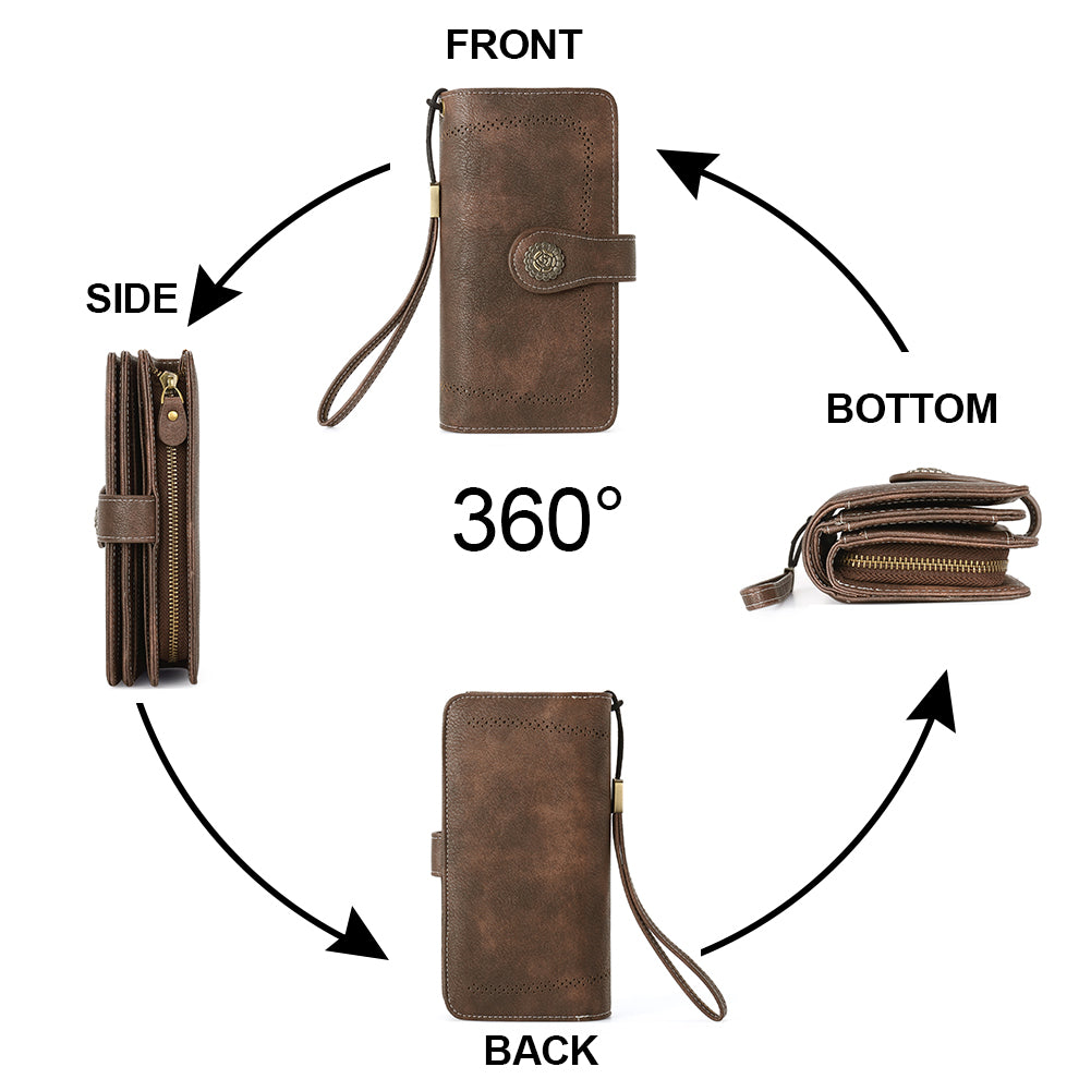 Echo Large Capacity Tri-Fold Wallet With Wrist Strap For Women