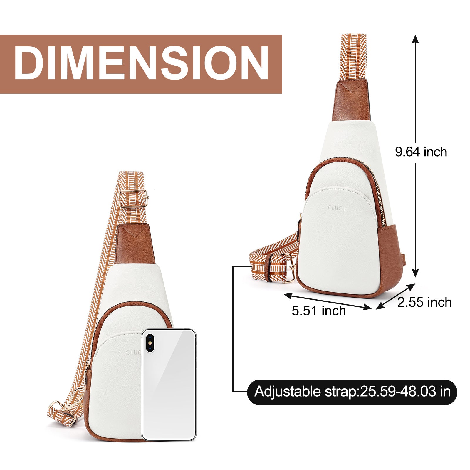 CLUCI Faux Leather Small Sling Bag Fashion Waist Packs with Guitar Strap for Women's Fanny Packs