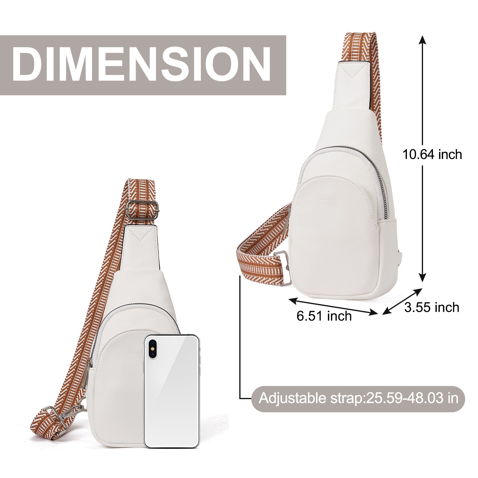 CLUCI Faux Leather Small Sling Bag Fashion Waist Packs with Guitar Strap for Women's Fanny Packs