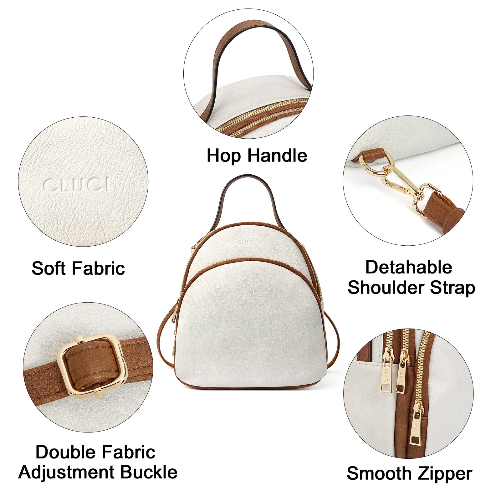 CLUCI Small Backpack Purse for Women Leather Shoulder Bags Lady Fashion Causal Travel Mini Daypack Convertible