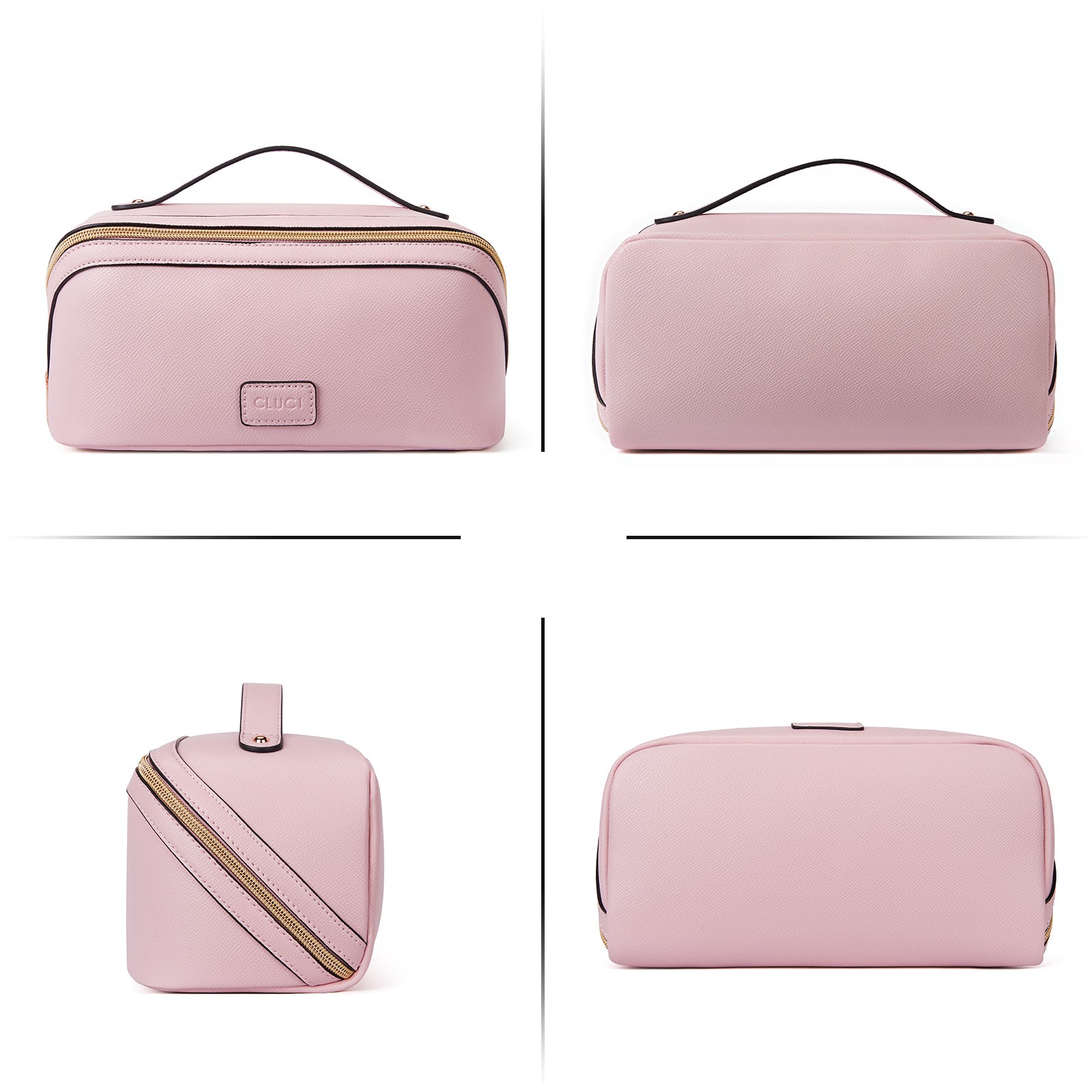 CLUCI Makeup Bag PU Leather Waterproof Large Capacity Cosmetic Bag Organizer Toiletry Bag with Handle and Divider Travel Bag