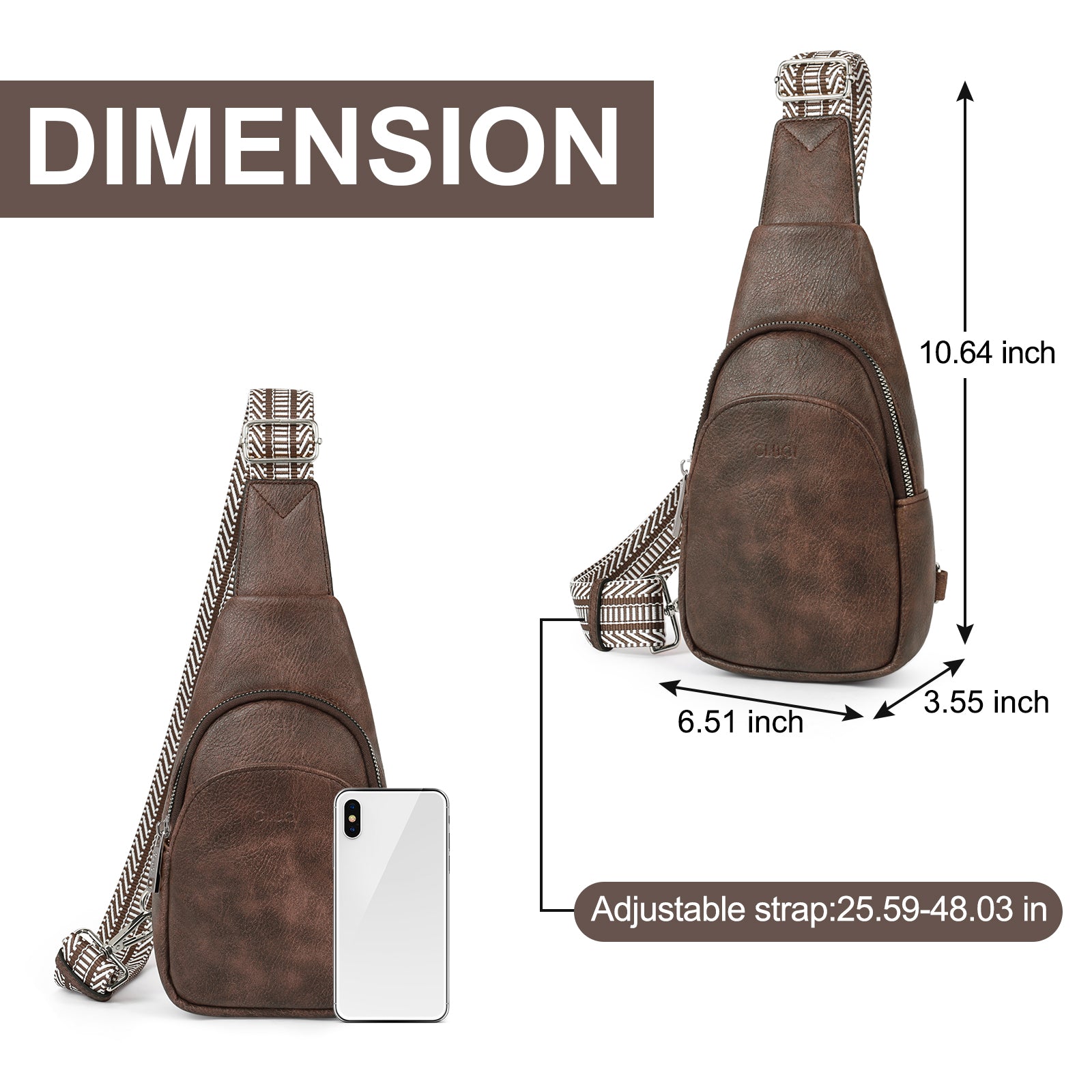 CLUCI Faux Leather Small Sling Bag Fashion Waist Packs with Guitar Strap for Women's Fanny Packs