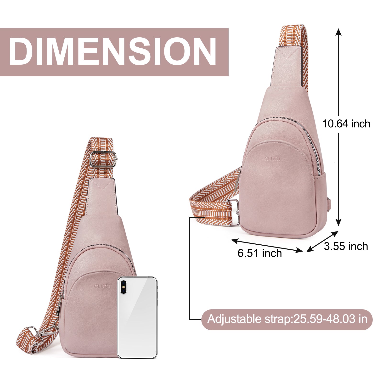 CLUCI Faux Leather Small Sling Bag Fashion Waist Packs with Guitar Strap for Women's Fanny Packs