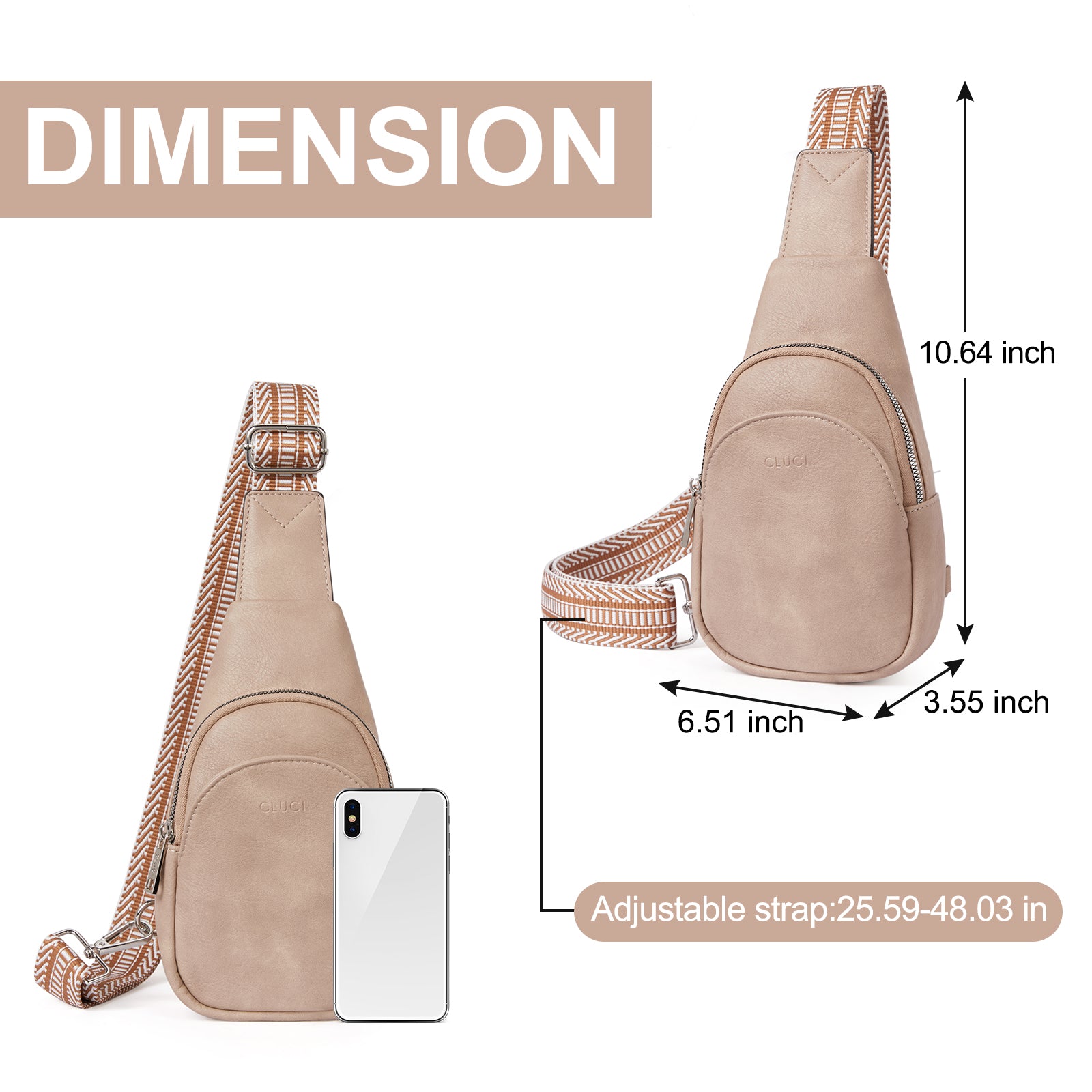 CLUCI Faux Leather Small Sling Bag Fashion Waist Packs with Guitar Strap for Women's Fanny Packs