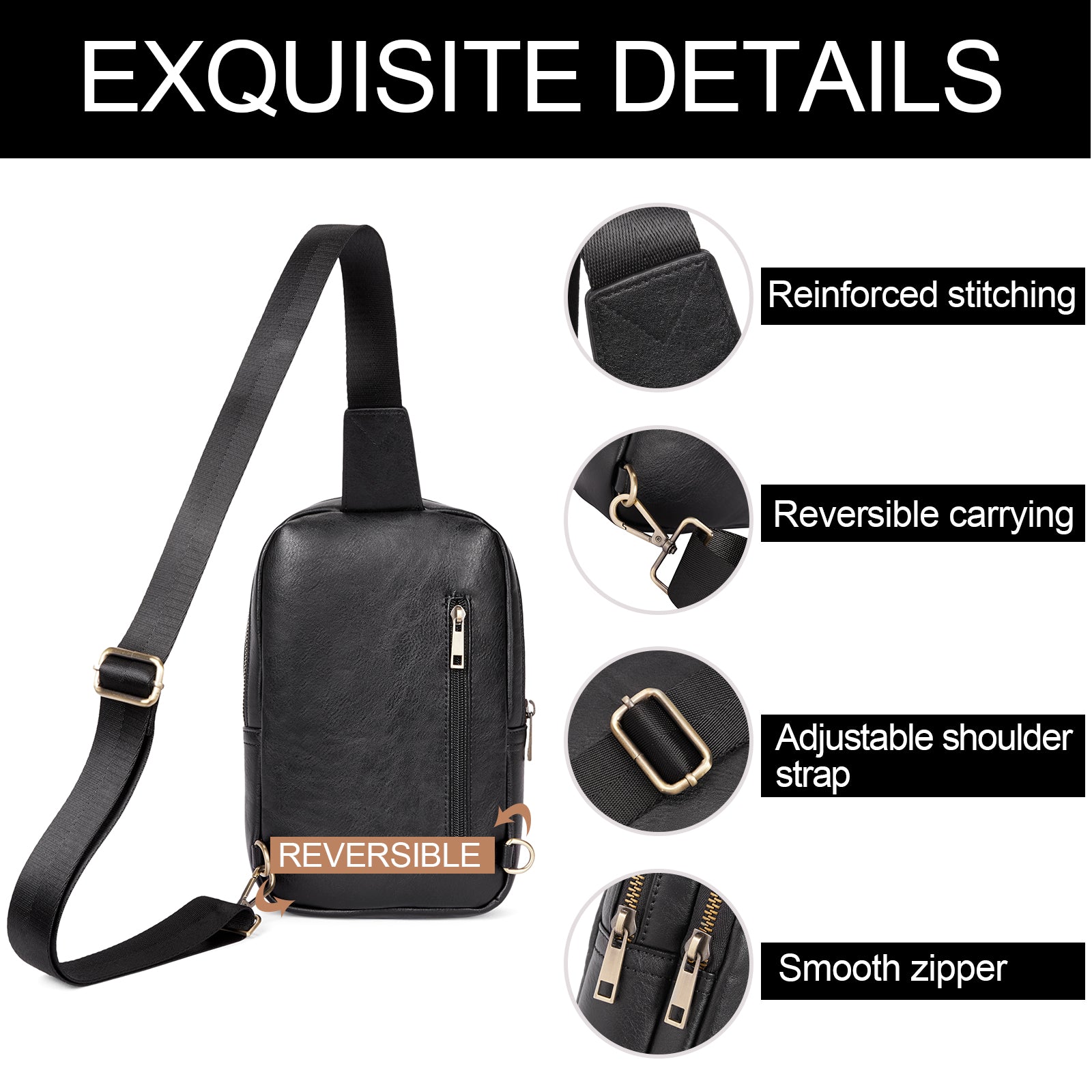 CLUCI Leather Large Sling Bag Crossbody Bag for Women Chest Bag for Travel