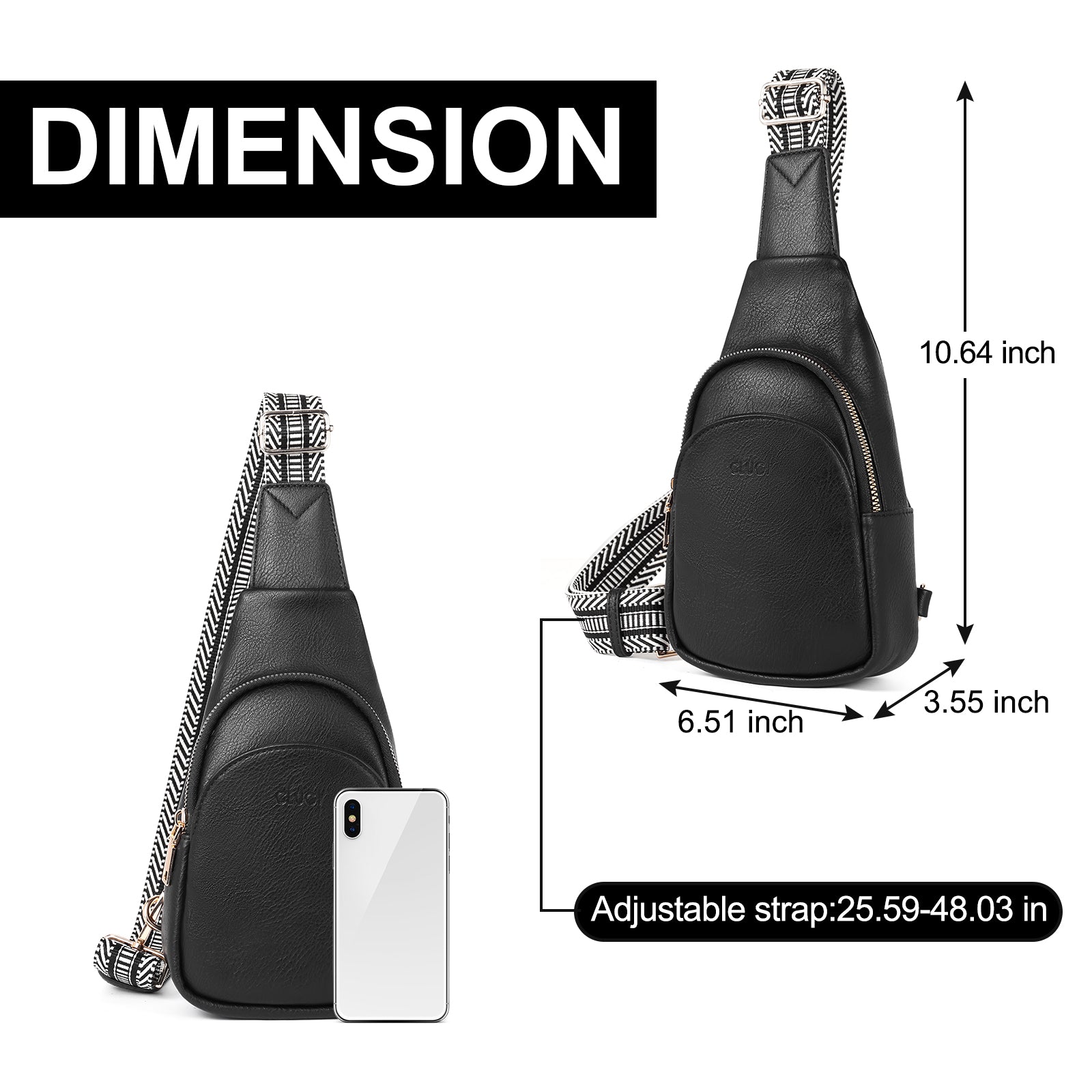 CLUCI Faux Leather Small Sling Bag Fashion Waist Packs with Guitar Strap for Women's Fanny Packs