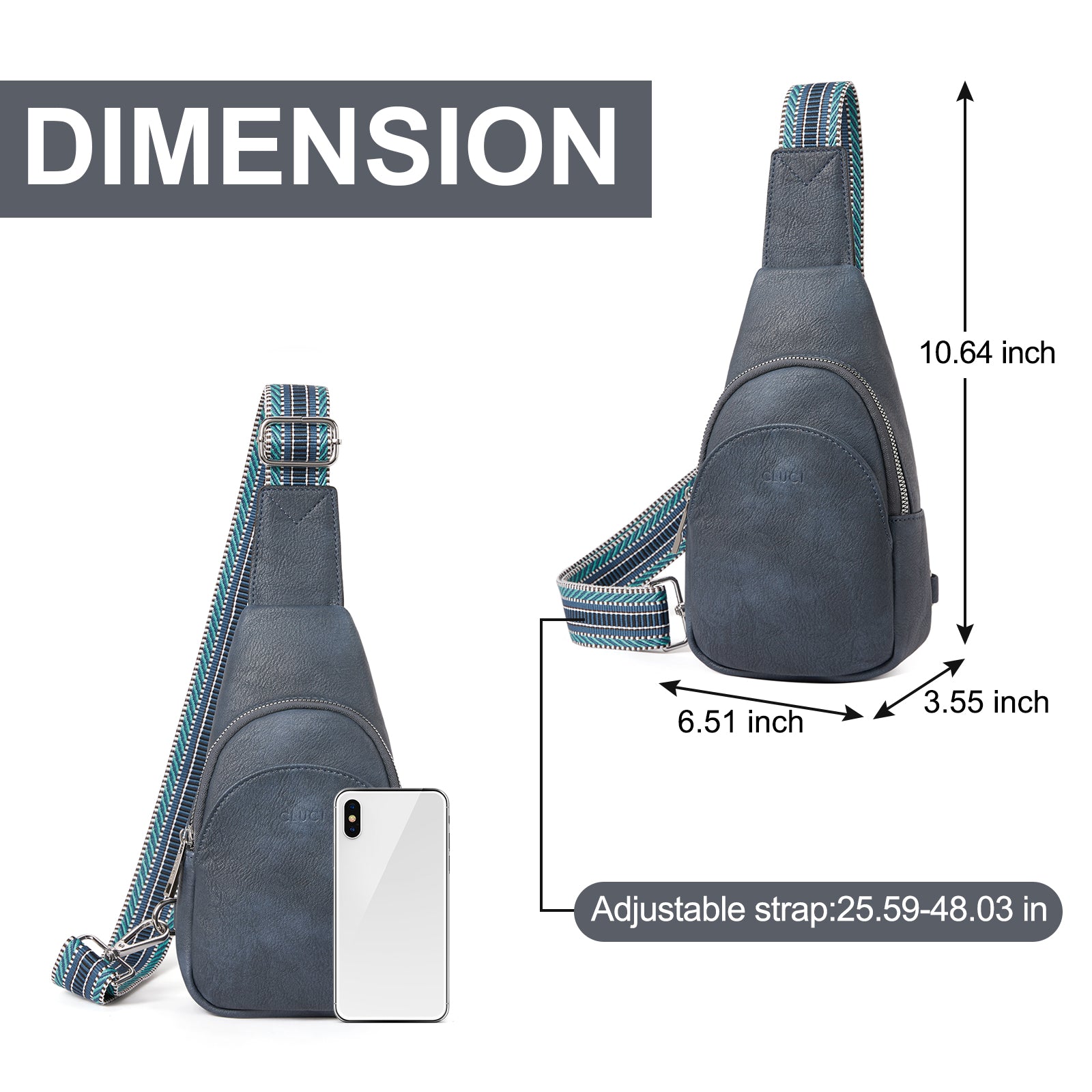 CLUCI Faux Leather Small Sling Bag Fashion Waist Packs with Guitar Strap for Women's Fanny Packs