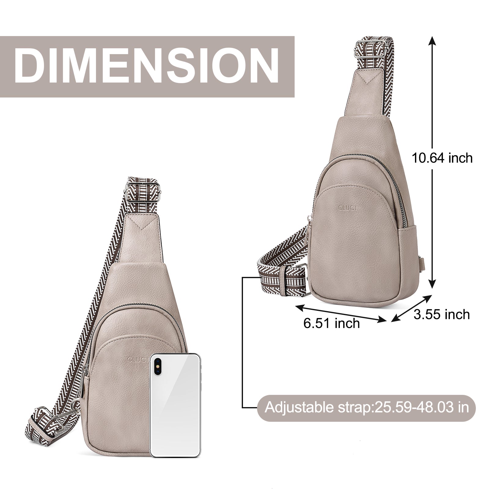 CLUCI Faux Leather Small Sling Bag Fashion Waist Packs with Guitar Strap for Women's Fanny Packs