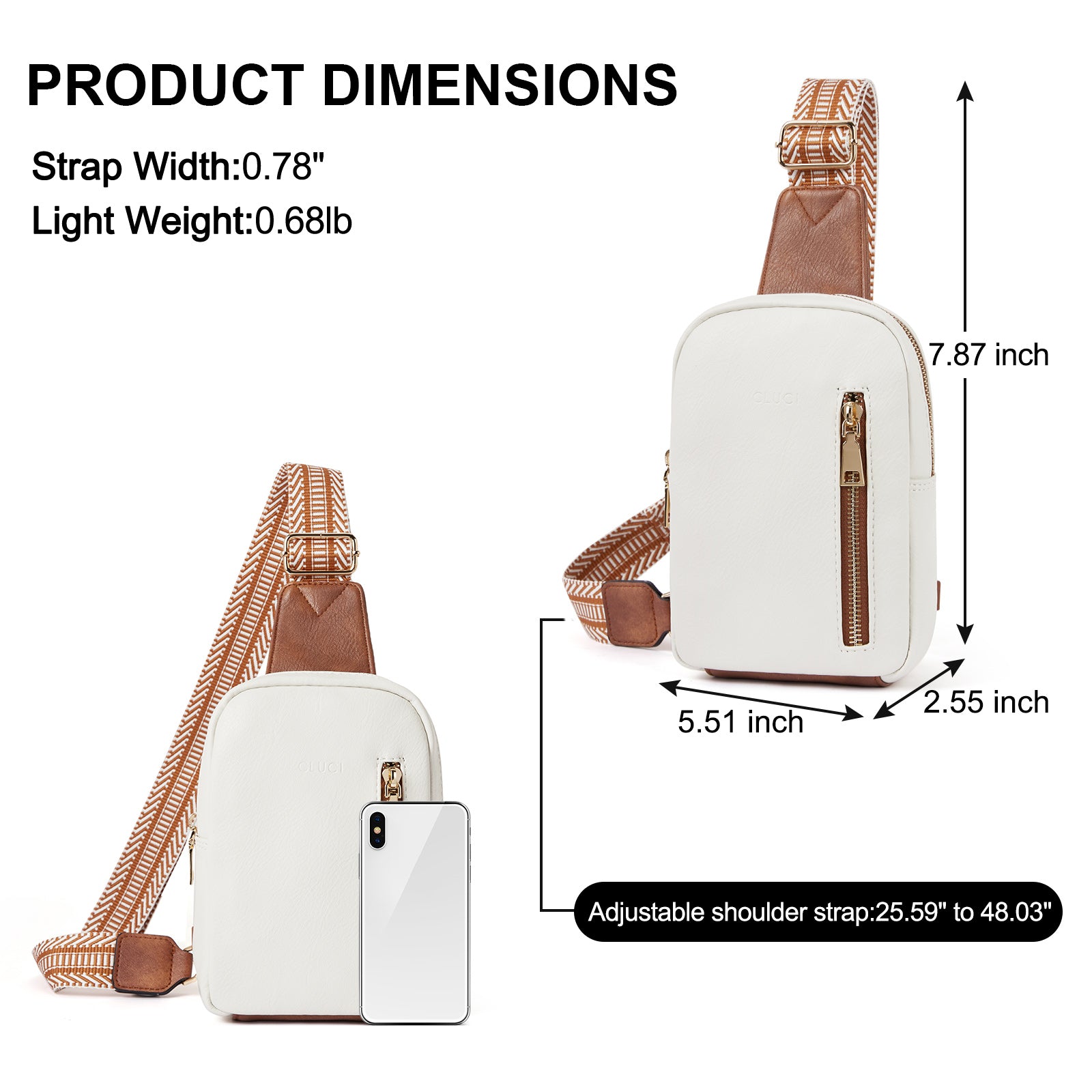 CLUCI Small Vegan Leather Sling Bag for Women Crossbody Chest Bags Trendy