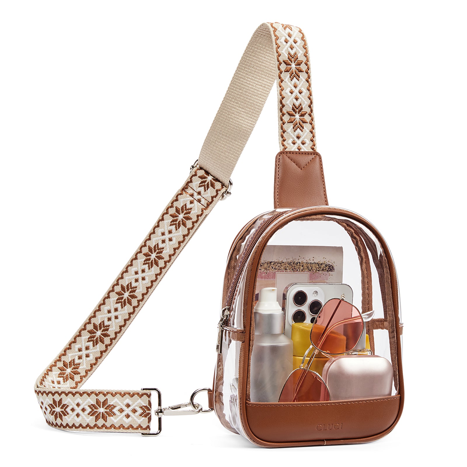 CLUCI Clear Bag for Stadium Events, Clear Crossbody Bag Purses for women stadium Transparent, Concerts Sports