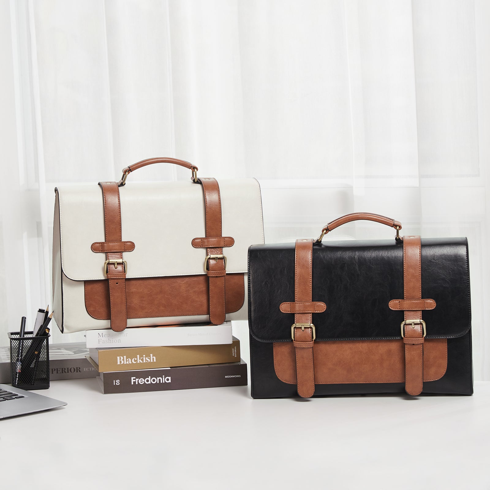 Agatha Vegan Leather laptop backpack Messenger Bag