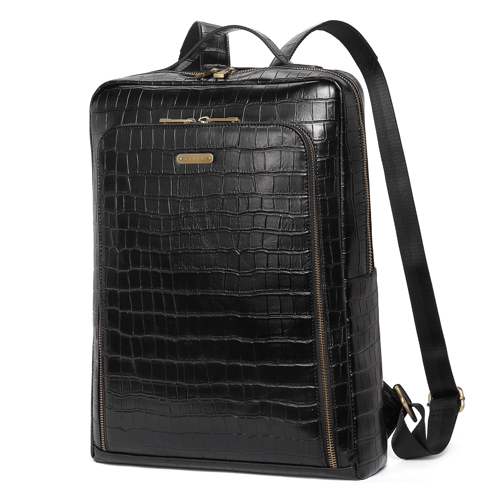 CLUCI Leather Laptop Backpack for Women 15.6 inch Computer Bag Large Travel Vintage College Daypack Business Bags