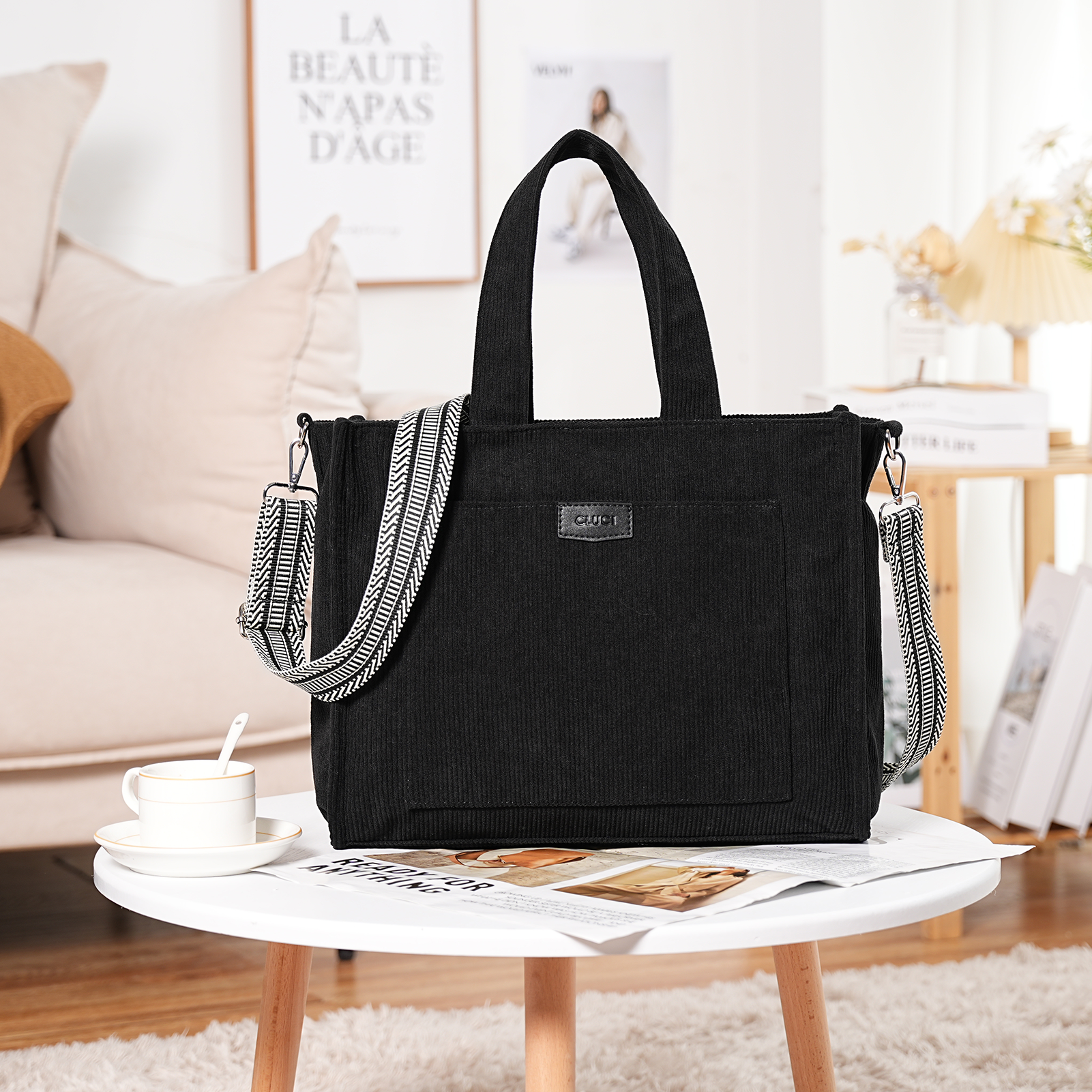 Wide Purse Strap Crossbody Purses Adjustable Replacement Shoulder Handbag Strap—Black