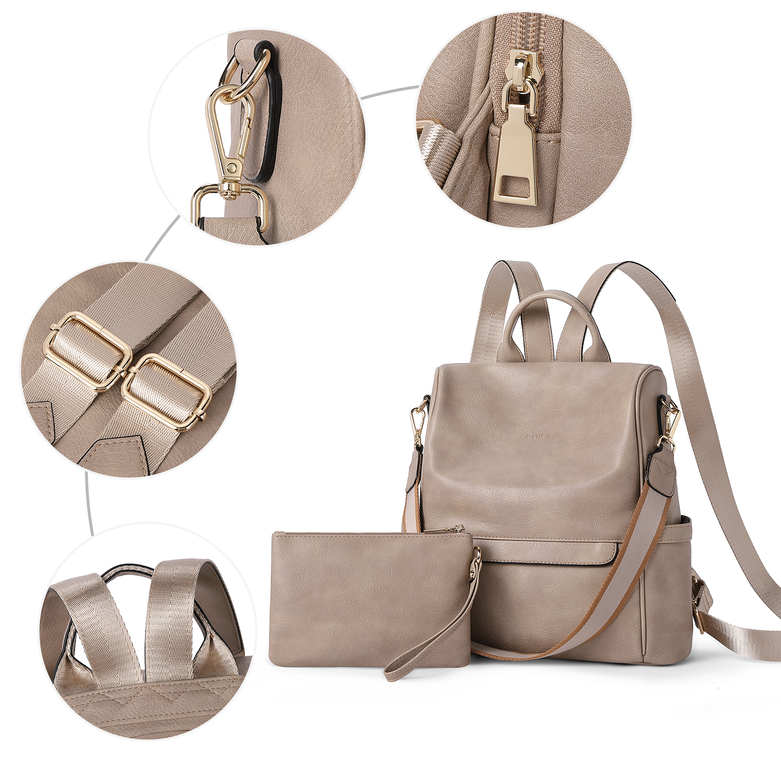 CLUCI Womens Backpack Purse Leather Anti-theft Large Fashion Designer Travel Bag