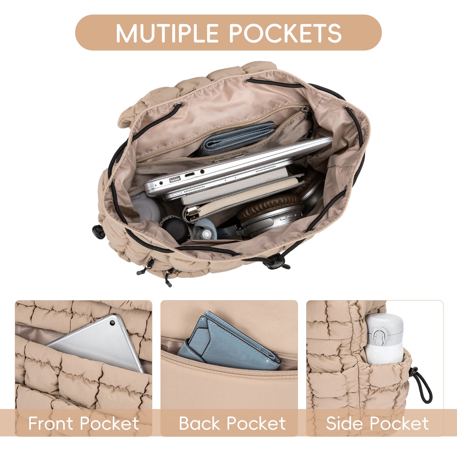 CLUCI Puffy Casual Lightweight Daypack for Women — Travel & Work