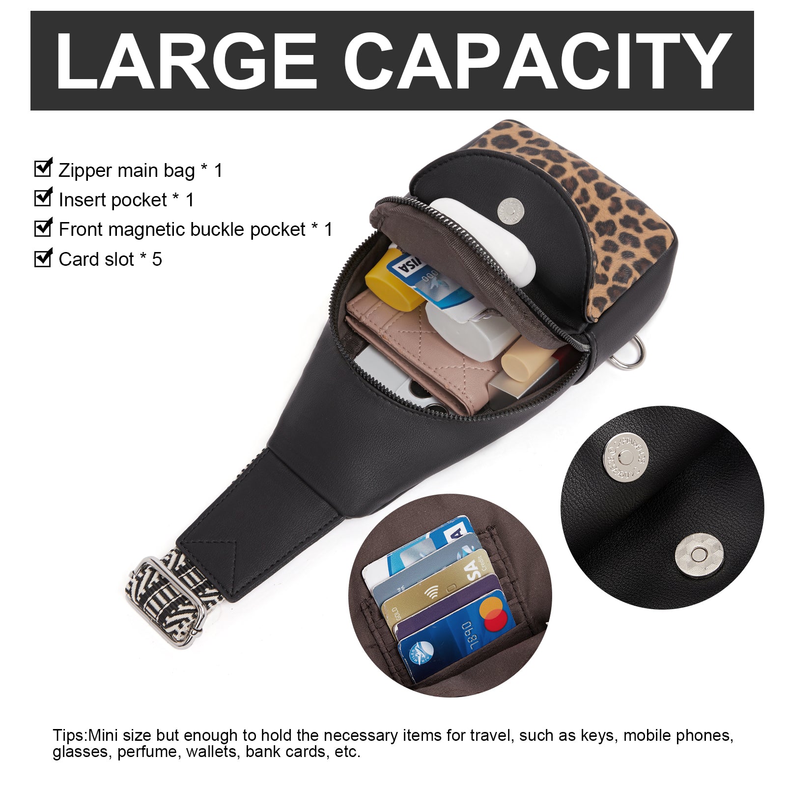 CLUCI Faux Leather Small Sling Bag Fashion Waist Packs with Guitar Strap for Women's Fanny Packs