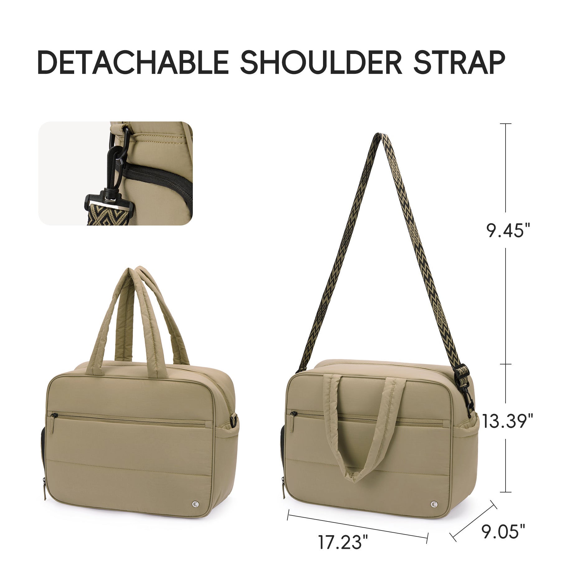 CLUCI Weekender Travel Bag for Women Puffer Tote Bag Carry On Duffle Overnight Bags with Shoe Compartment Black