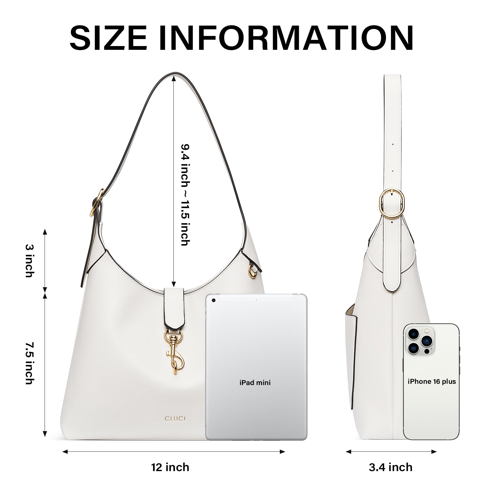 Cluci Luxe Soft Leather Hobo Bags for Women with Adjustable Strap