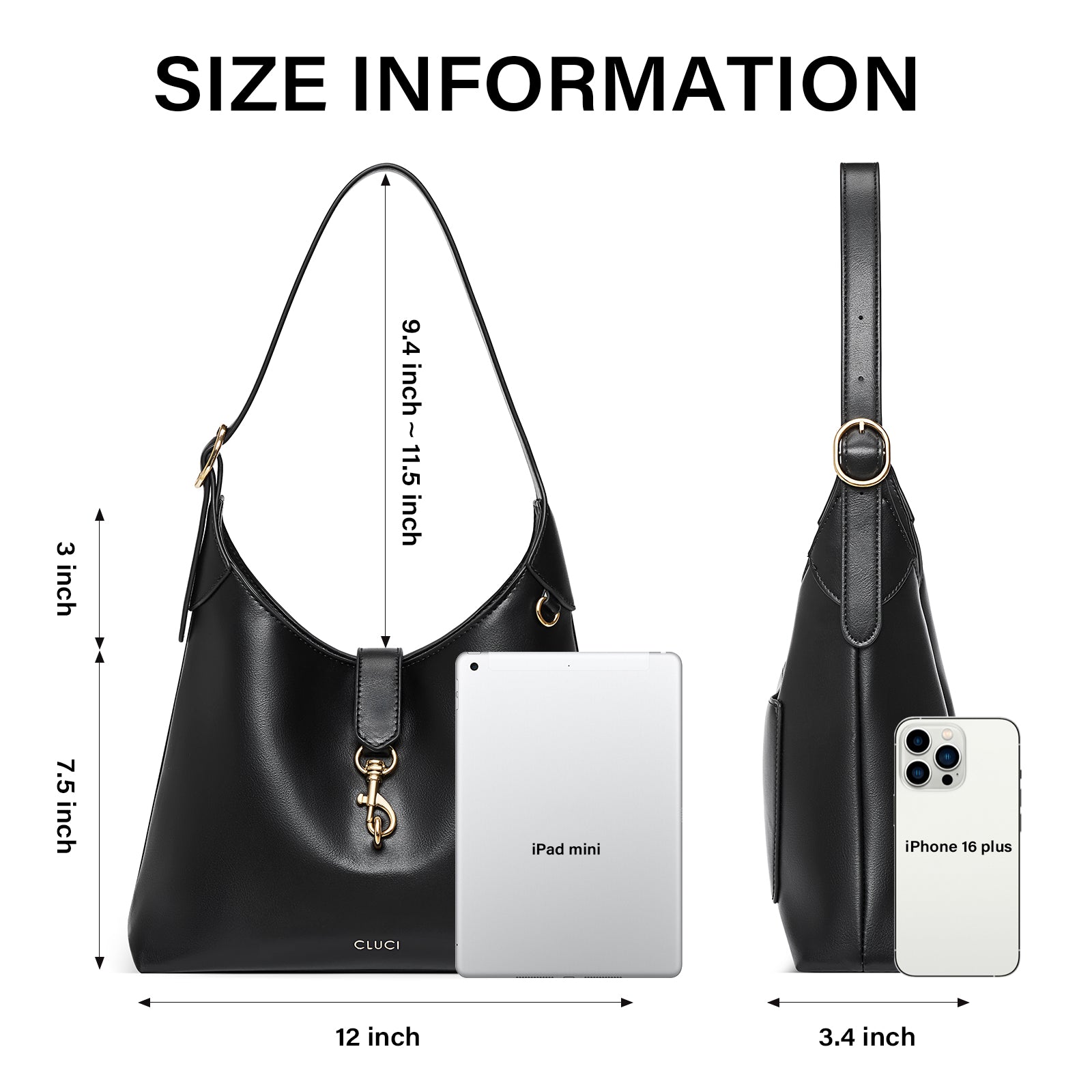 Cluci Luxe Soft Leather Hobo Bags for Women with Adjustable Strap