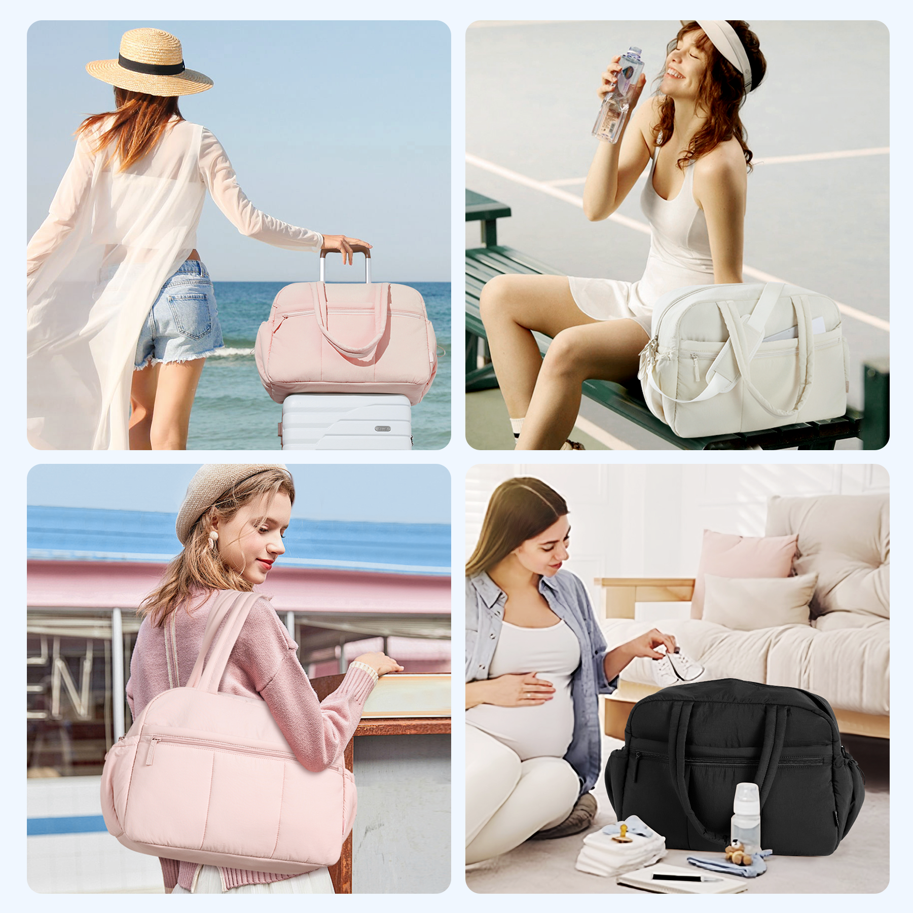 CLUCI Duffle Bag for Travel, Gym Bag for Women, Puffer Tote Small Carry On Bag, 30L Duffle Weekender Bags with Wet Pocket