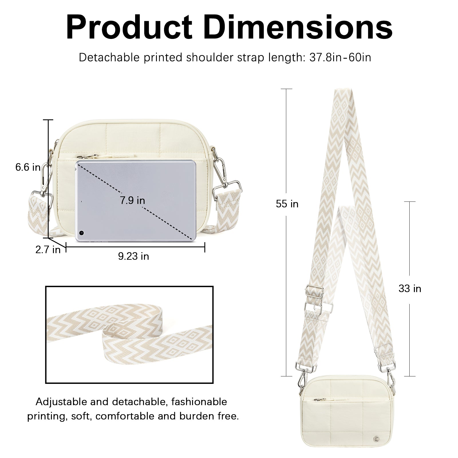 CLUCI Quilted Crossbody Bags for Women Lightweight Puffer Shoulder Bag Travel Purses with Wide Strap