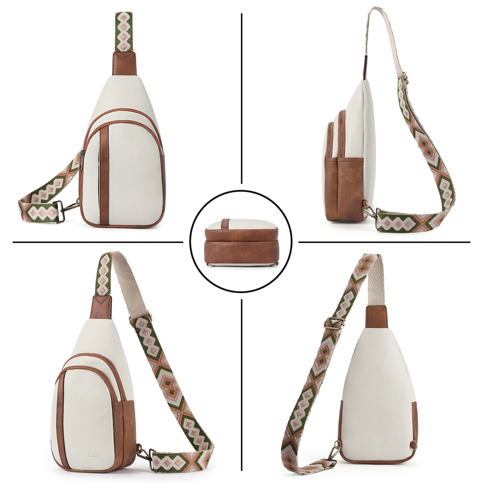 CLUCI Sling Bag Crossbody Bags for Woman Leather Cross Body Bag Sling Backpack Crossbody Chest Bag Daypack Travel