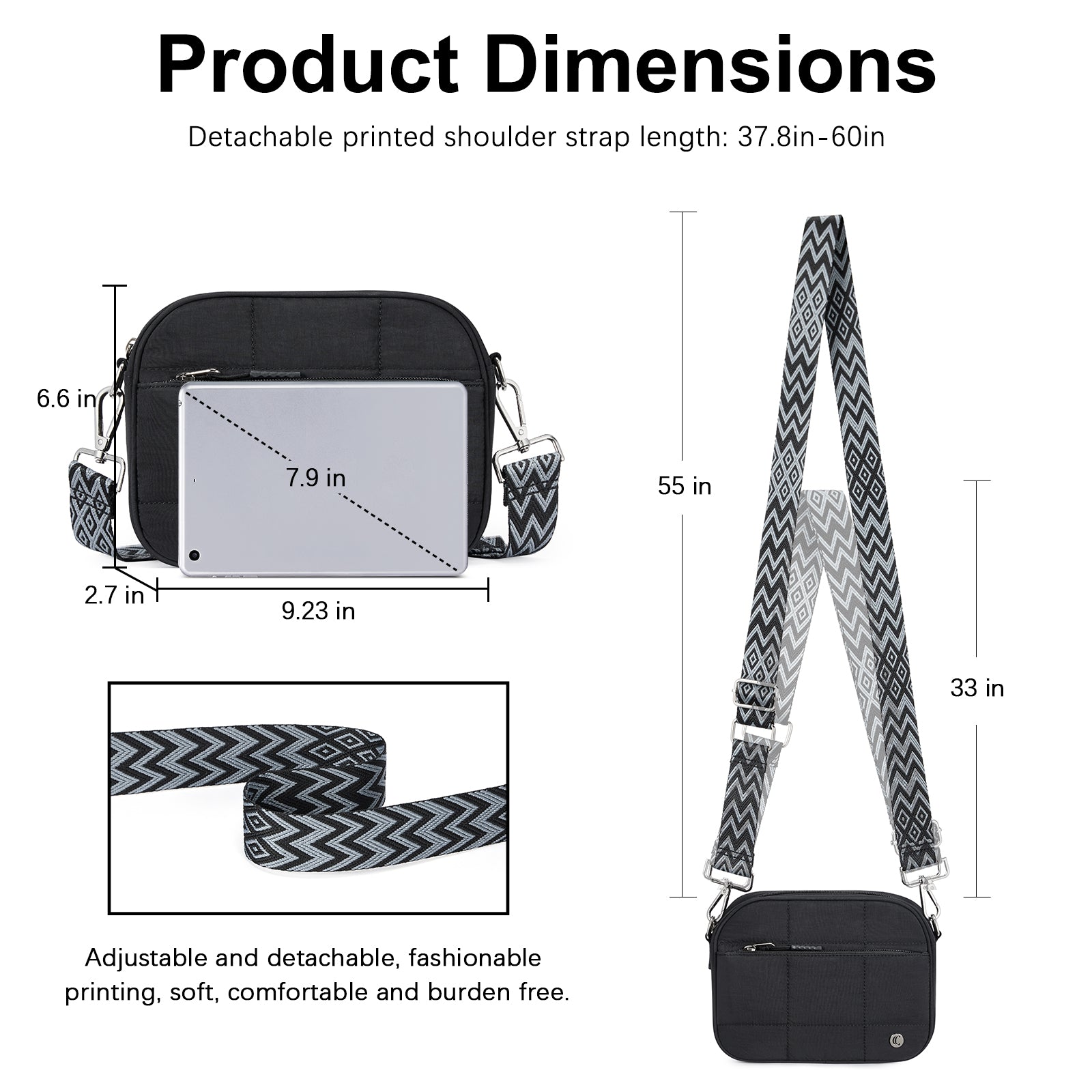 CLUCI Quilted Crossbody Bags for Women Lightweight Puffer Shoulder Bag Travel Purses with Wide Strap