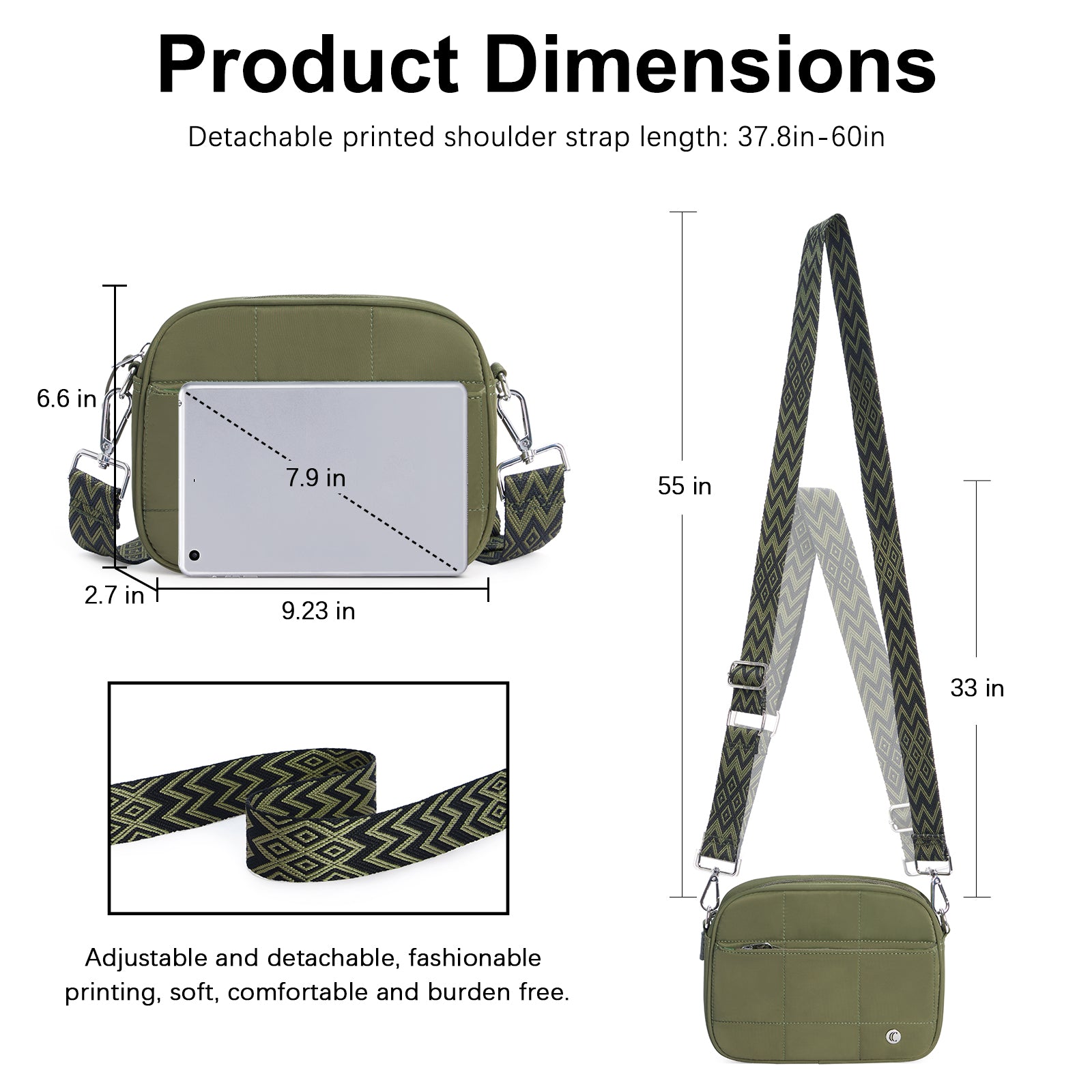 CLUCI Quilted Crossbody Bags for Women Lightweight Puffer Shoulder Bag Travel Purses with Wide Strap