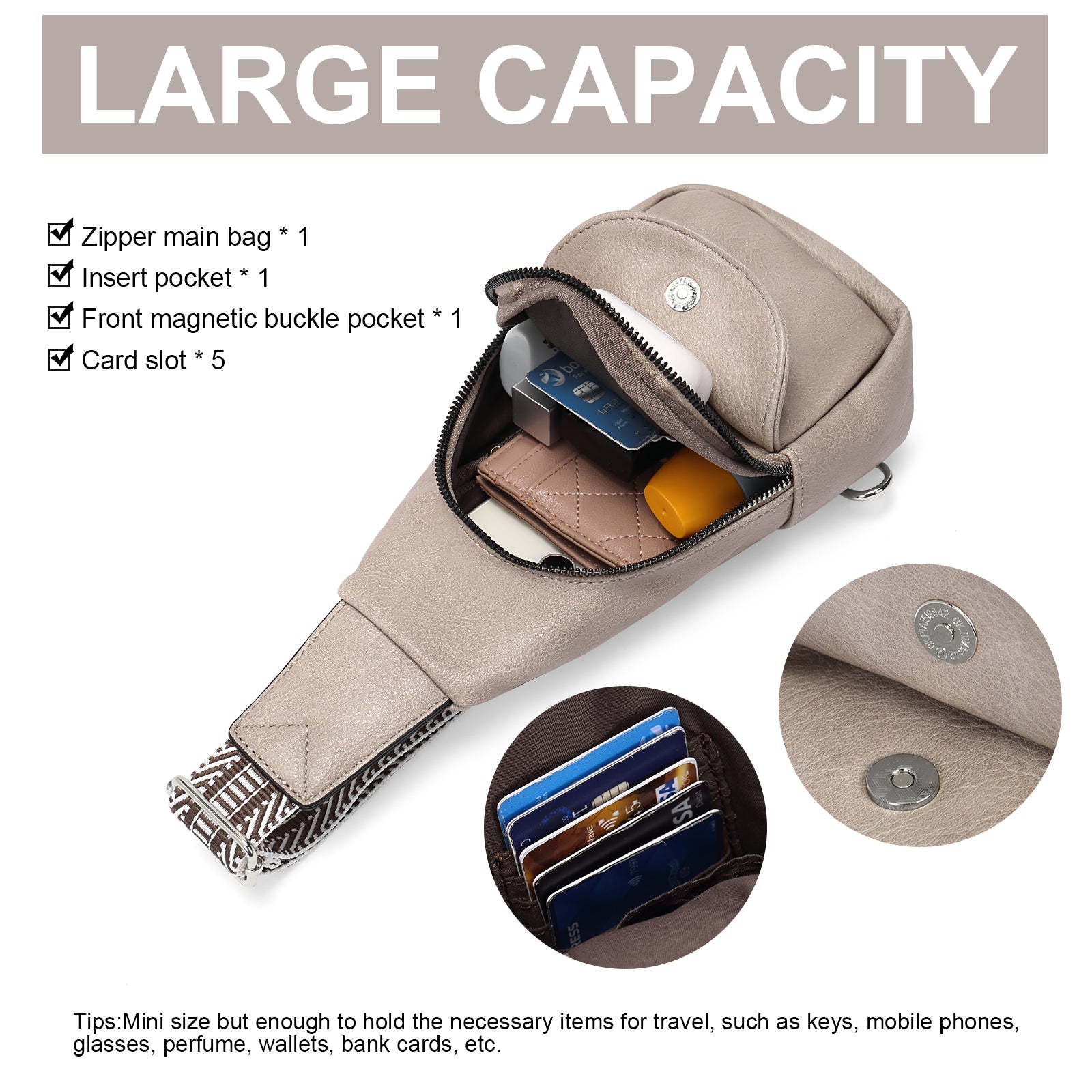 CLUCI Faux Leather Small Sling Bag Fashion Waist Packs with Guitar Strap for Women's Fanny Packs