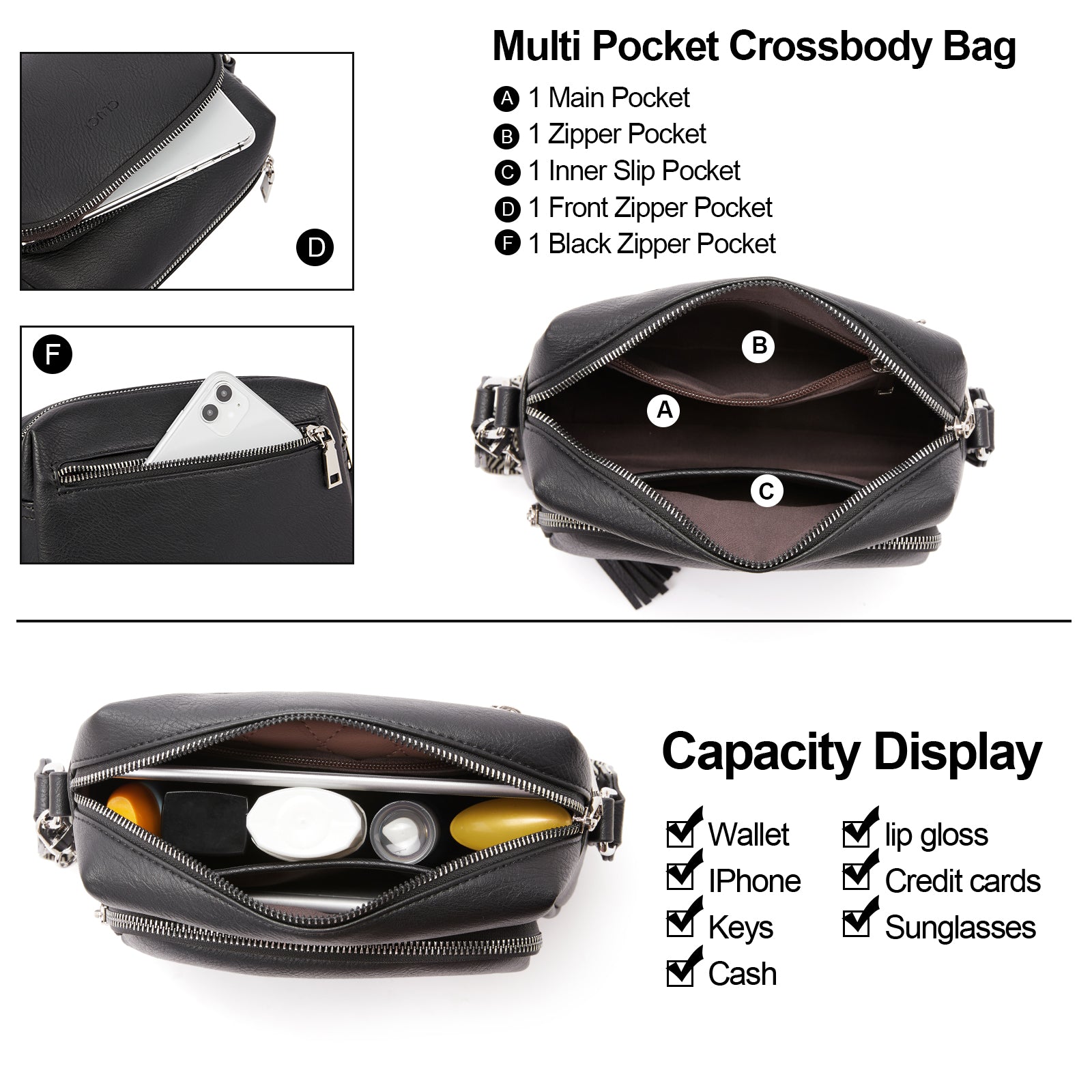 Crossbody Purses for Women Vegan Leather Crossbody Bags with Adjustable Wide Strap