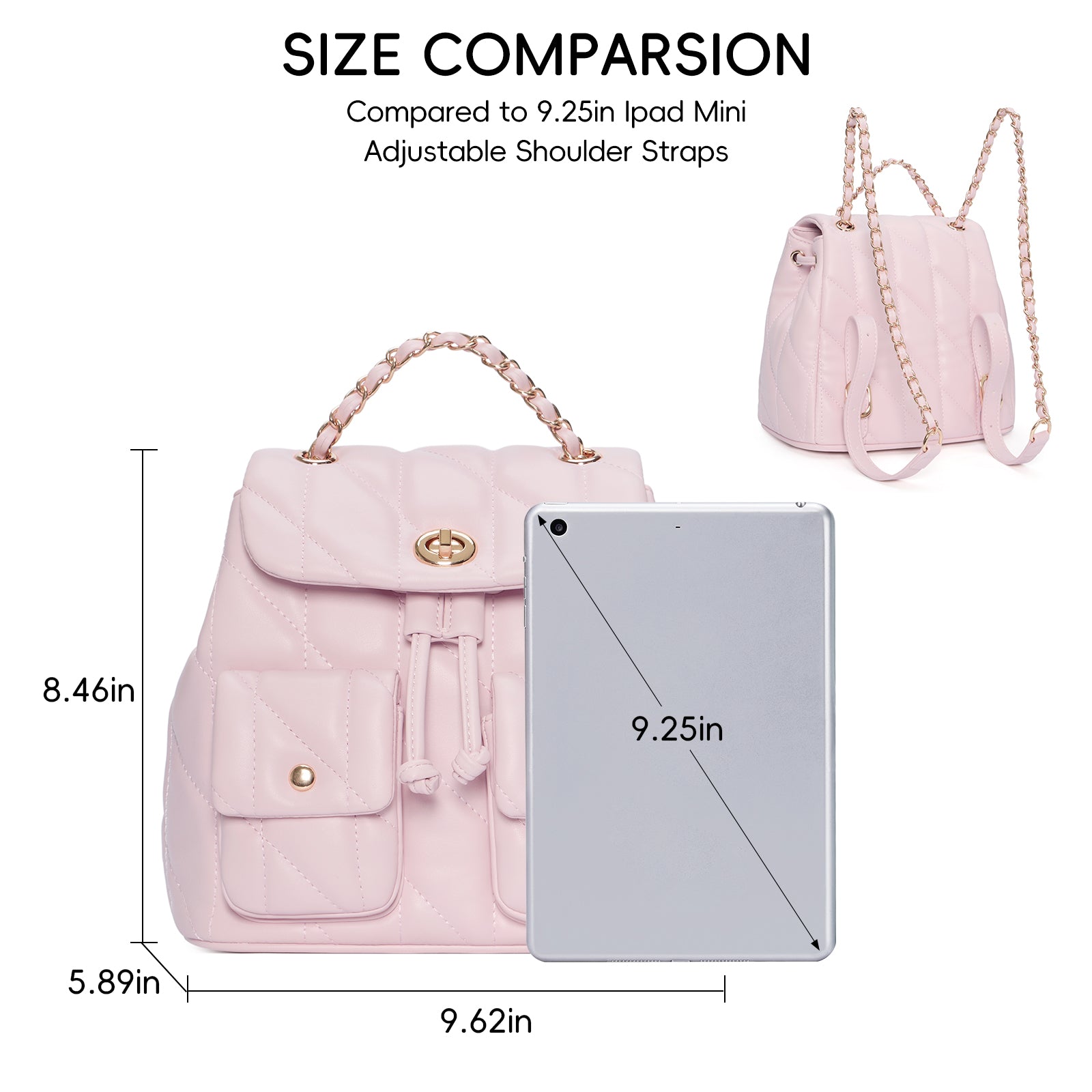 CLUCI Small Backpack Purse for Women,Mini Vegan Leather Tabby Backpack for Woman Quilted Bookbag Crossbody Bag