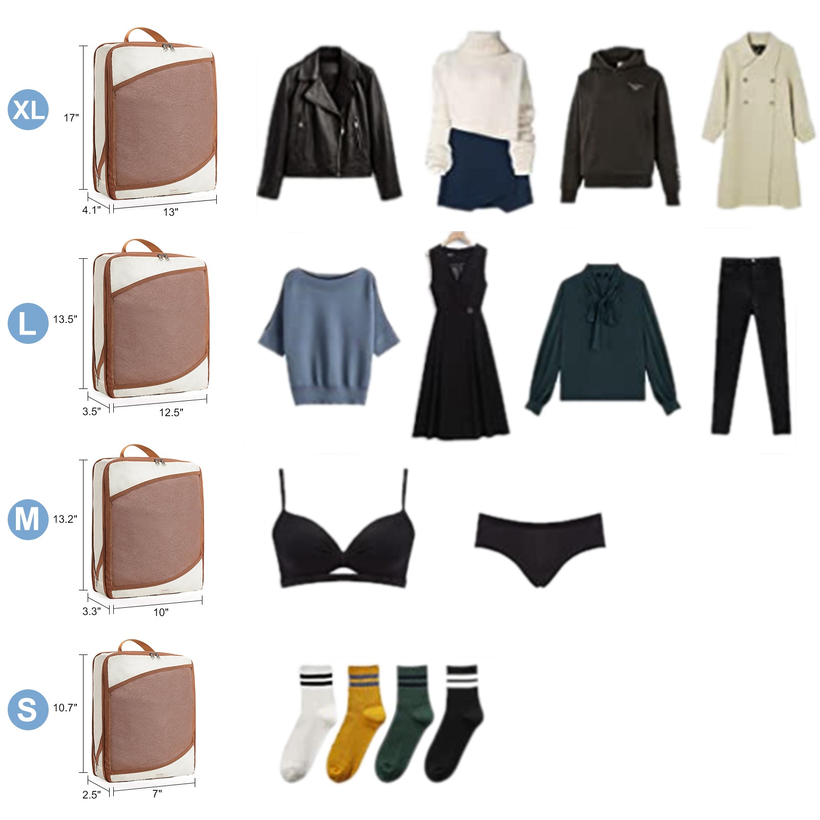 4 Set Compression Packing Cubes for Travel