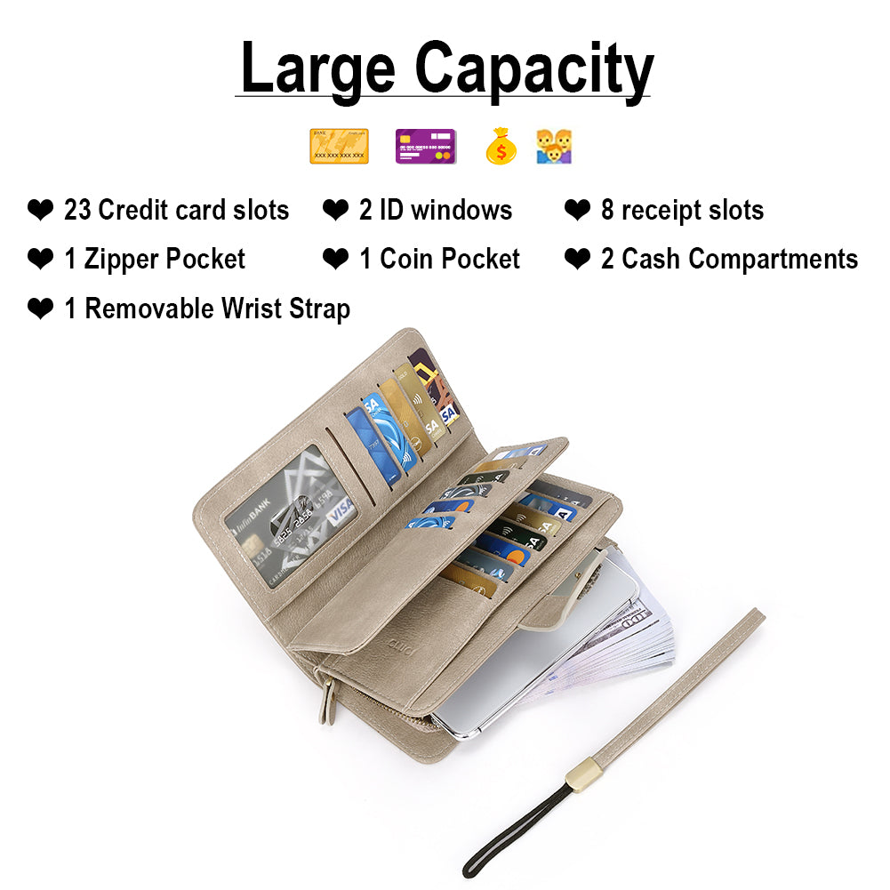 Echo Large Capacity Tri-Fold Wallet With Wrist Strap For Women