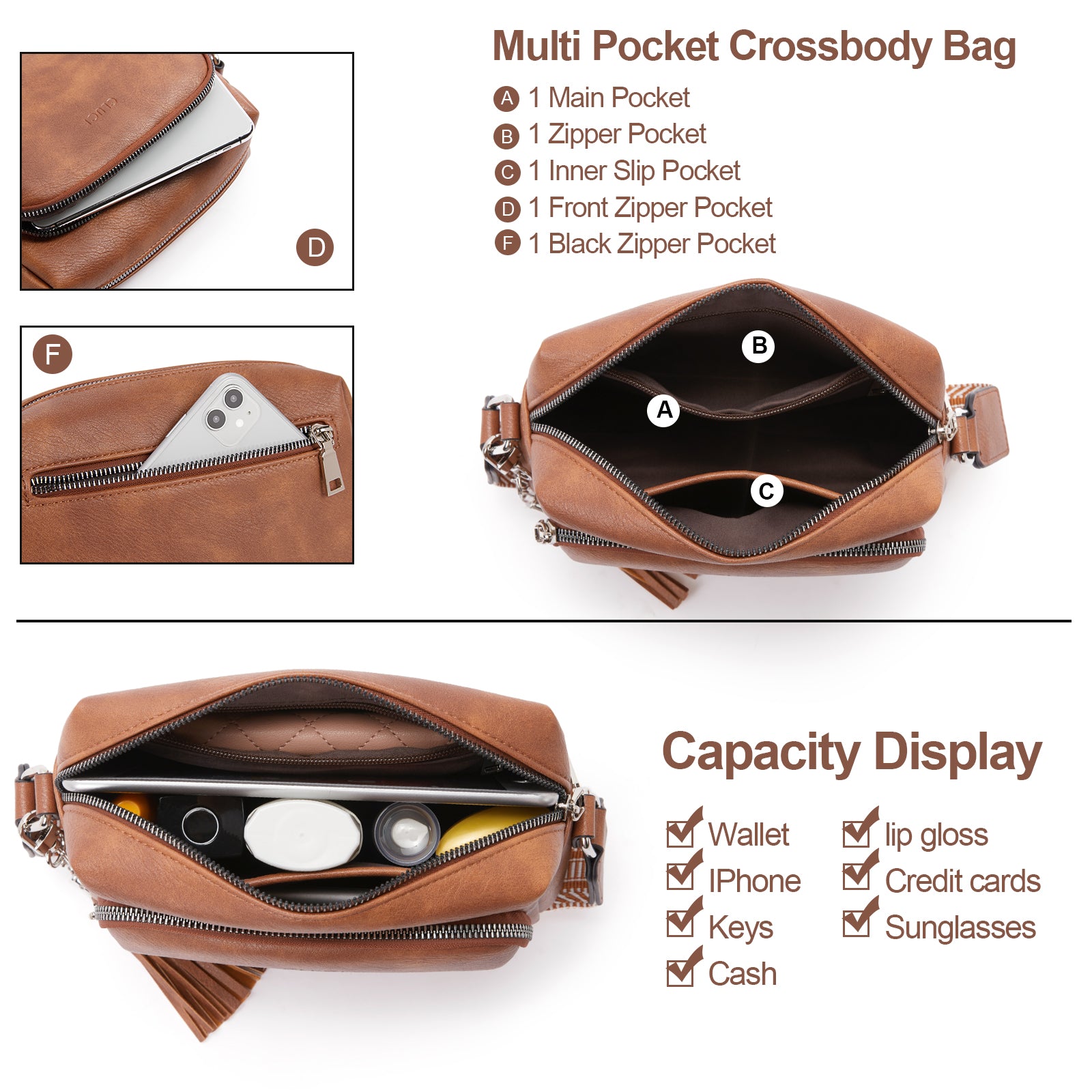 Crossbody Purses for Women Vegan Leather Crossbody Bags with Adjustable Wide Strap