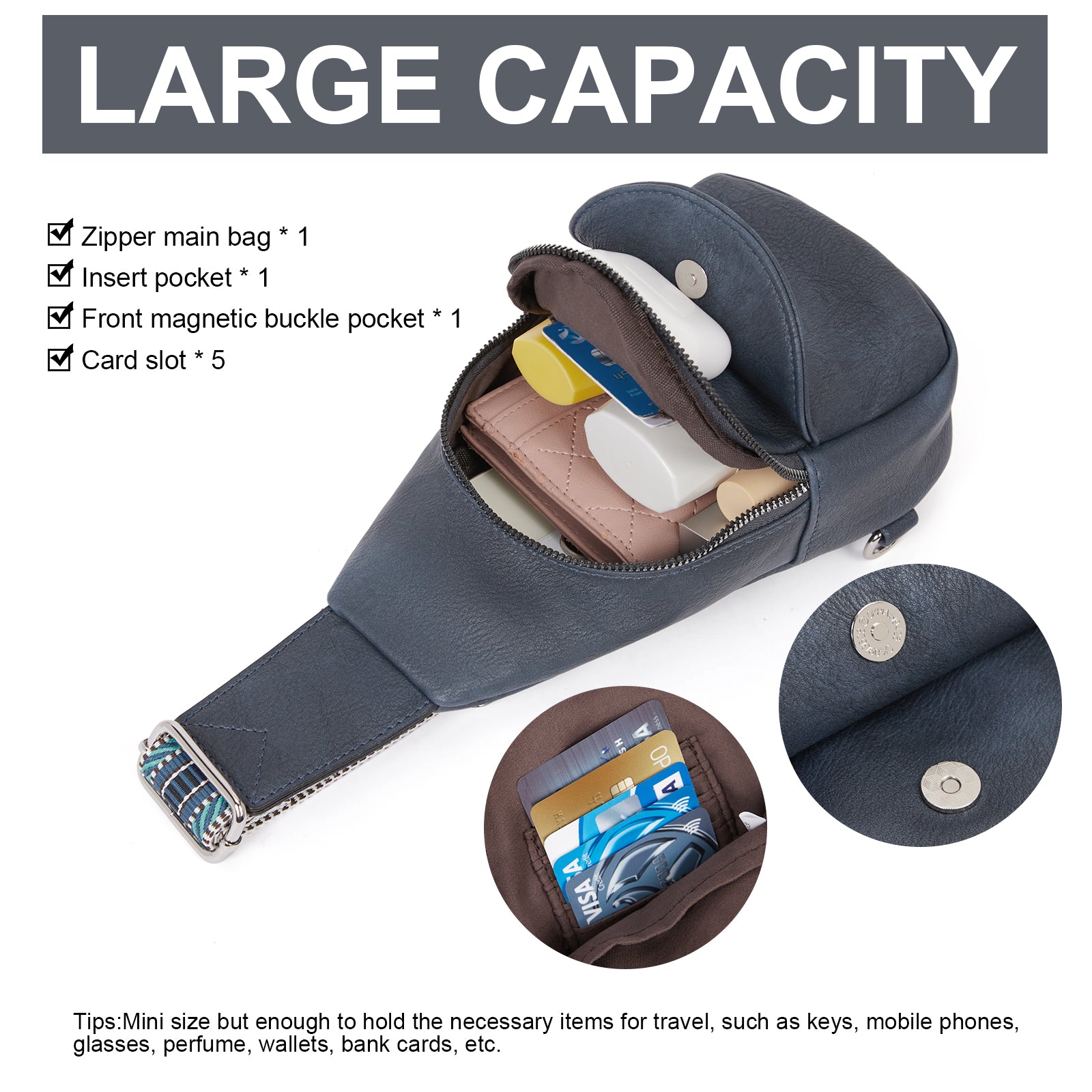 CLUCI Faux Leather Small Sling Bag Fashion Waist Packs with Guitar Strap for Women's Fanny Packs