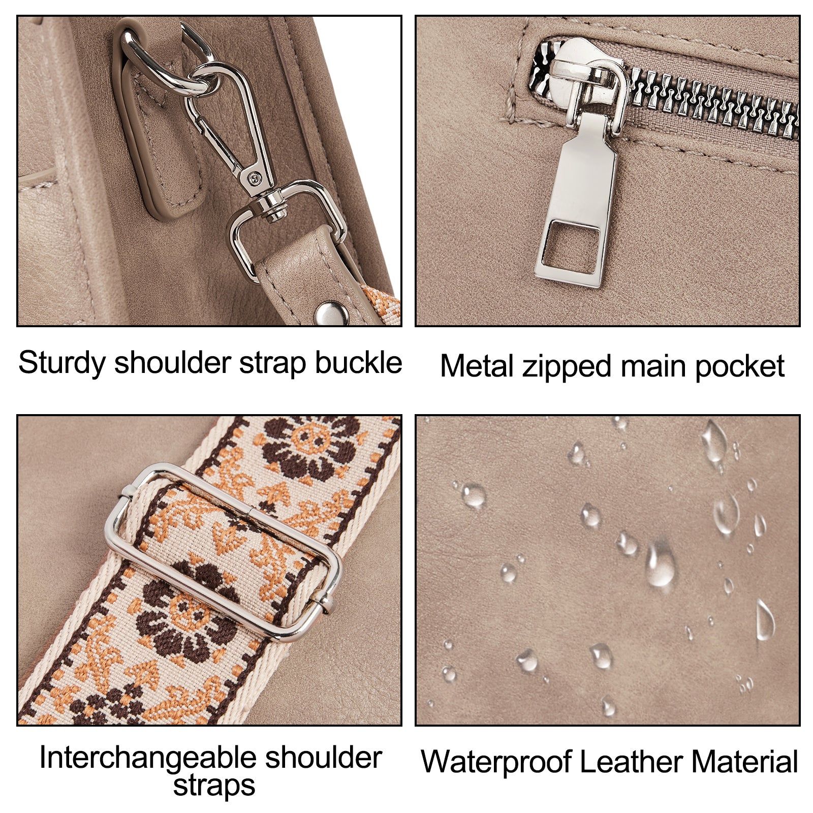 Crossbody Bags for Women With 2 Adjustable Guitar Straps Shoulder Bucket Bags