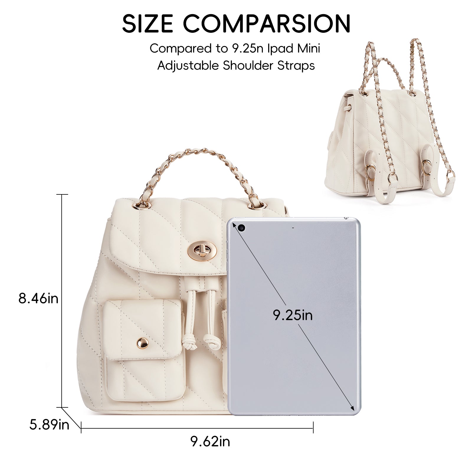 CLUCI Small Backpack Purse for Women,Mini Vegan Leather Tabby Backpack for Woman Quilted Bookbag Crossbody Bag